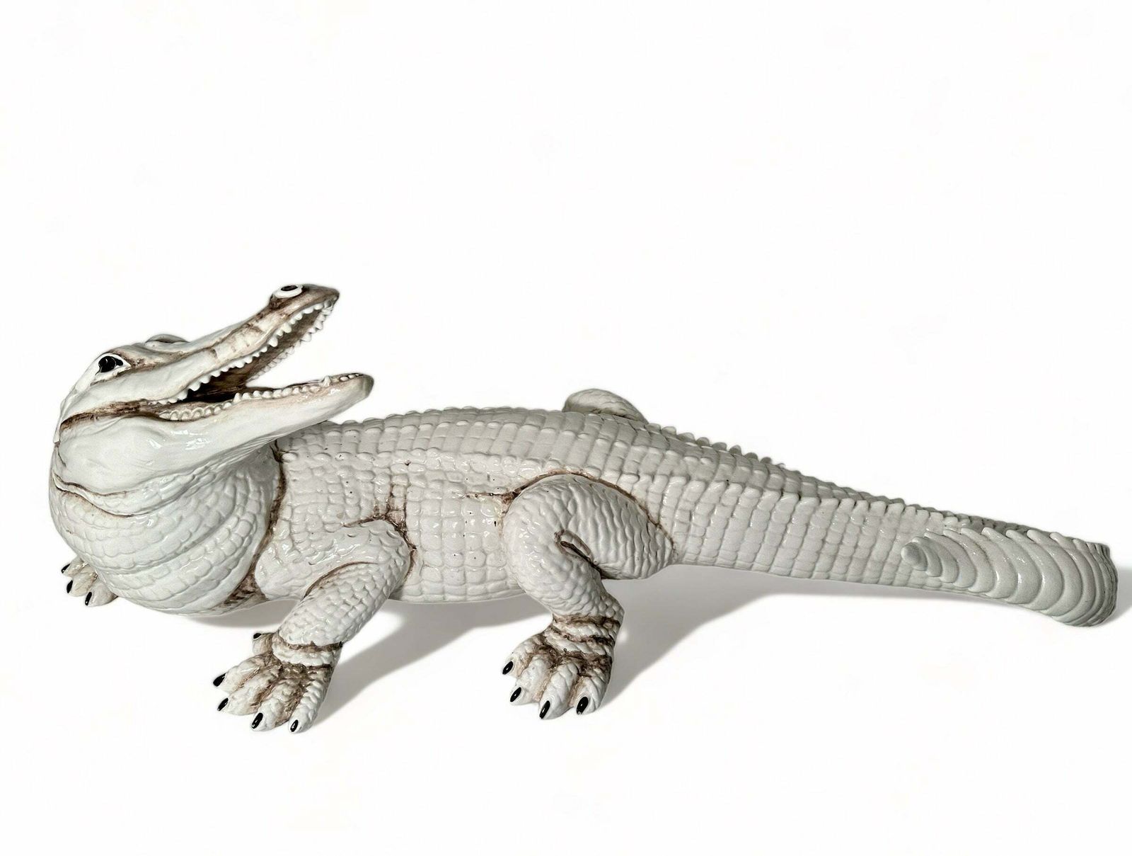photo furniture Fabulous Antique Midcentury Italian Majolica Decorative Ceramic Glazed Crocodile Circa 1960