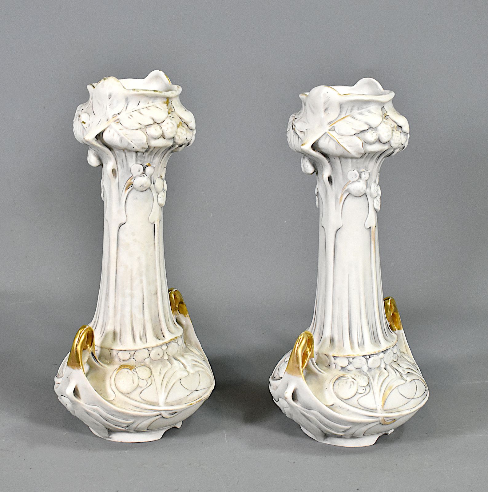 Pair Of Art Nouveau Vases Royal Dux Bohemia photo for sale