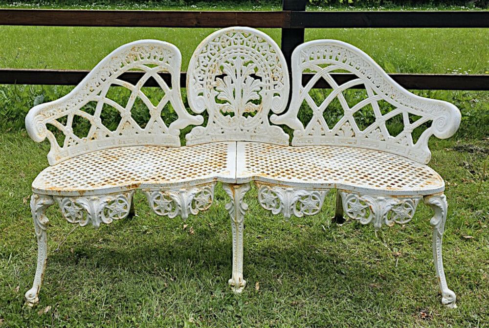 A Fabulous 20th Century Heavy Cast Iron Three Seater Garden Seat