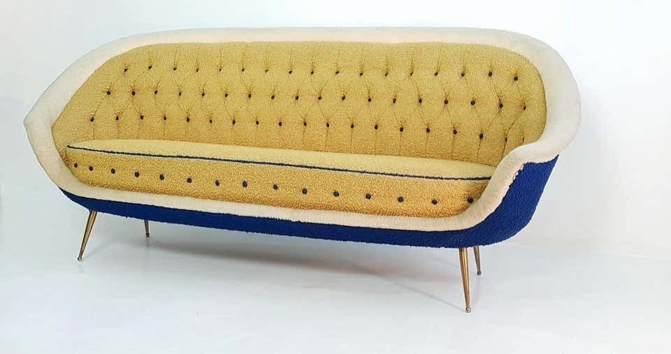 Midcentury Sofa With Brass Spider Legs By Isa Bergamo Italy 1959 photo for sale