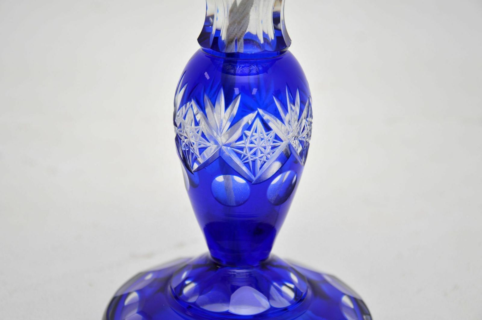 Antique Bohemian Crystal Glass Table Lamp, Vase And Dish photo vintage