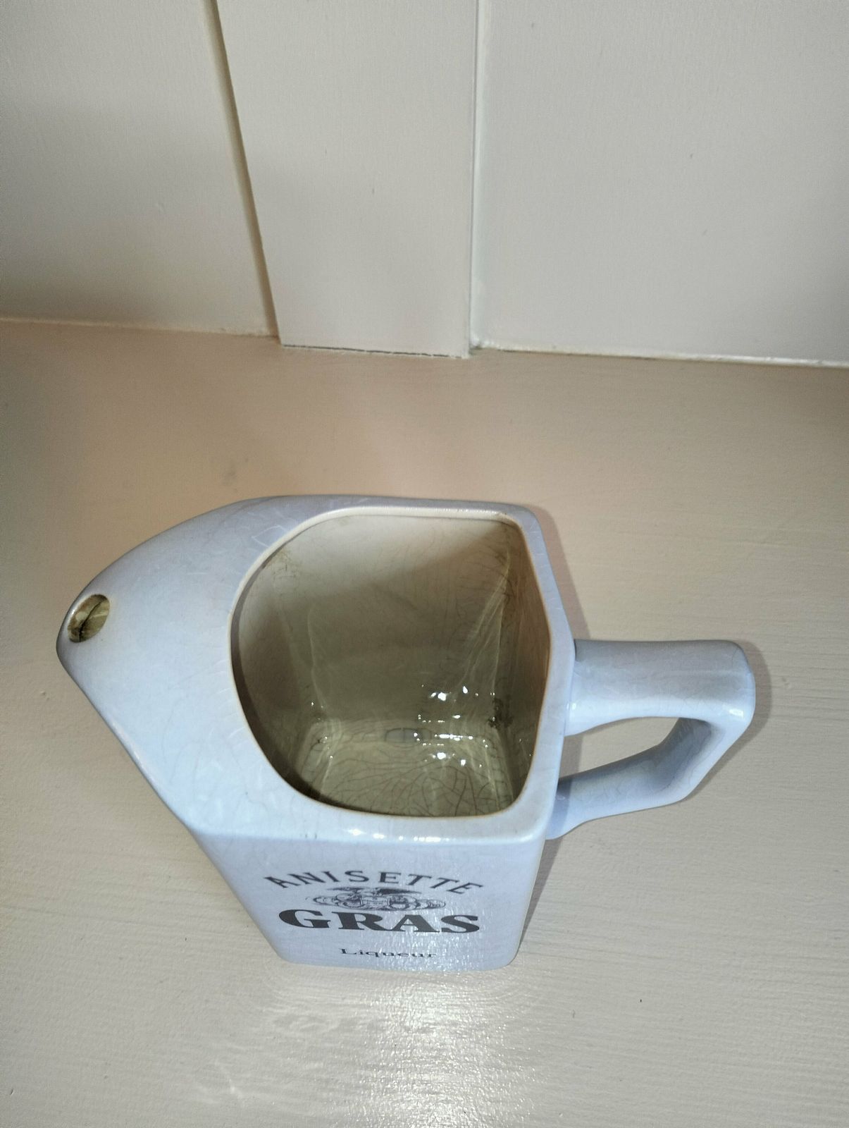 Vintage Franse Anisette Gras Likeurkan – Franse Café Waterkan In Babyblauw photo for sale