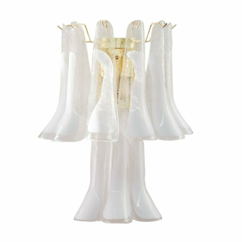 Petal Wall Lamp In Murano Glass With White Decoration, Italy, 1990s