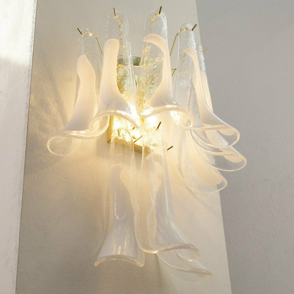 Petal Wall Lamp In Murano Glass With White Decoration, Italy, 1990s photo furniture