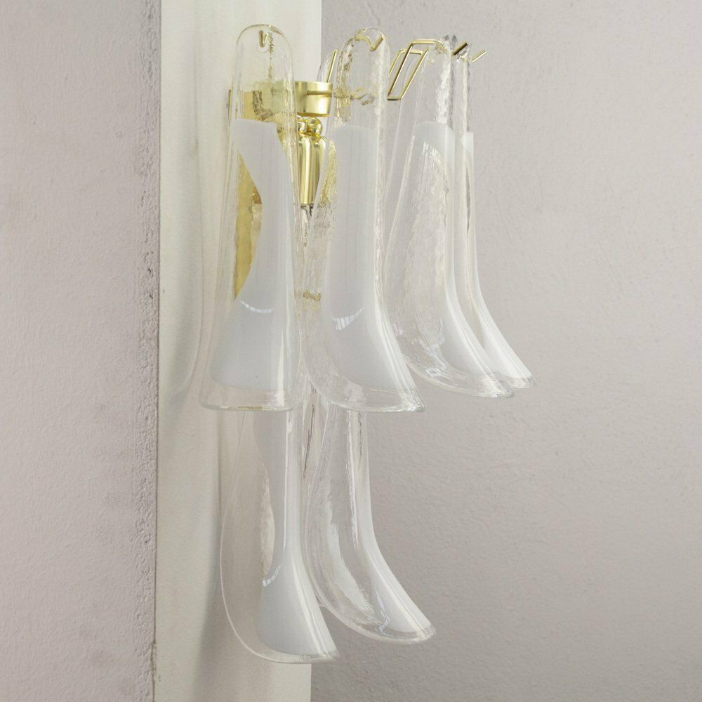 Petal Wall Lamp In Murano Glass With White Decoration, Italy, 1990s photo for sale
