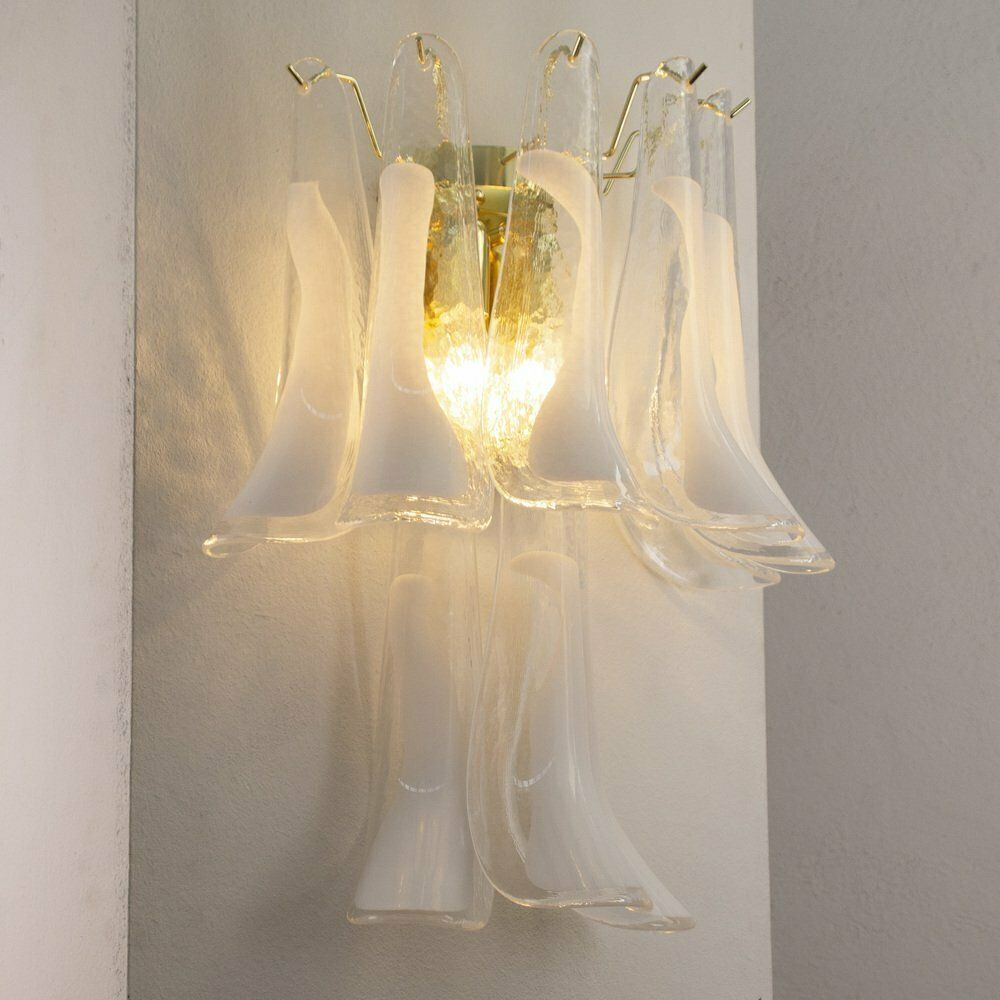 Petal Wall Lamp In Murano Glass With White Decoration, Italy, 1990s photo Lighting