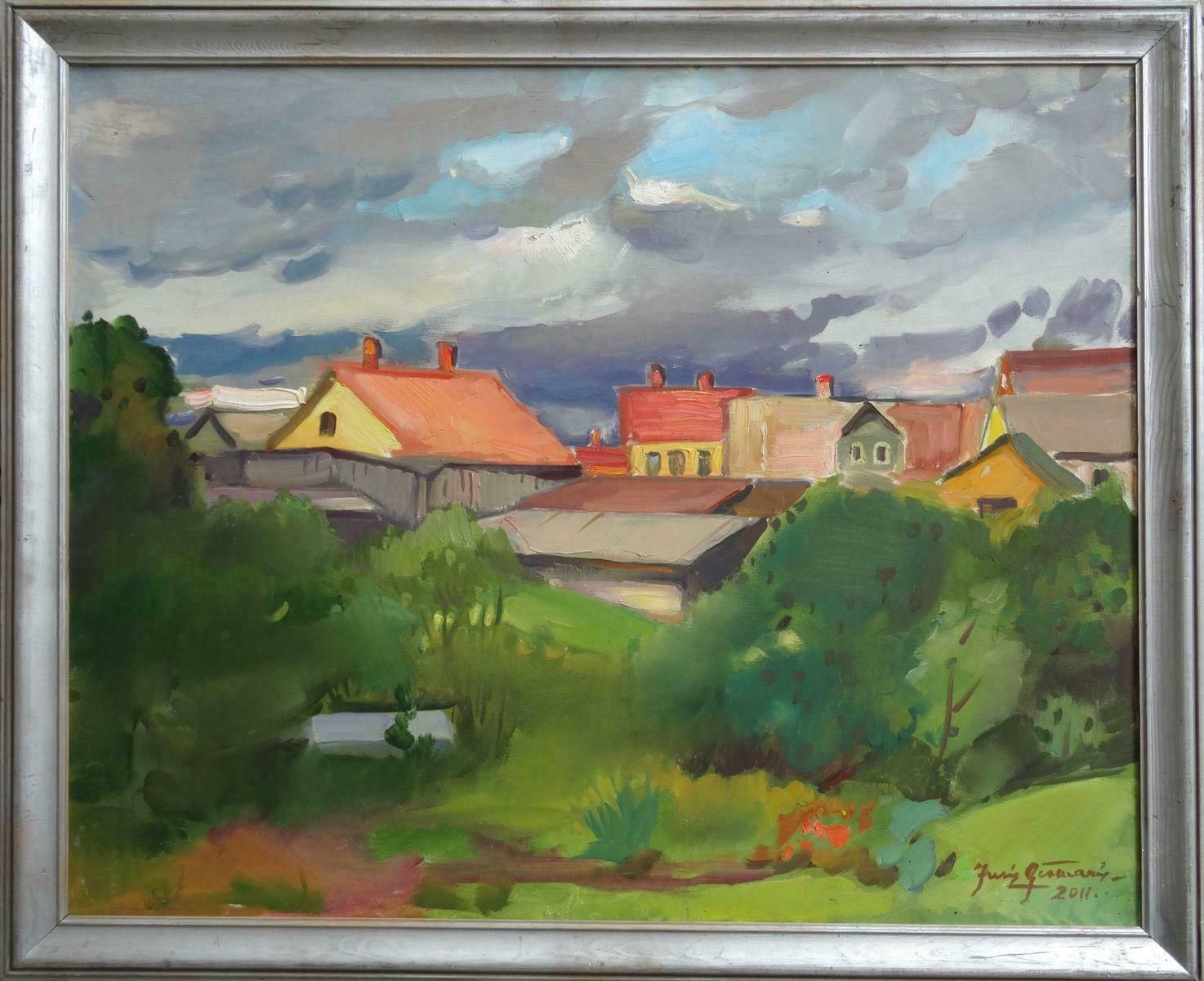 Juris Germanis In A Small Town. 2011, Oil On Canvas,  2011 photo furniture