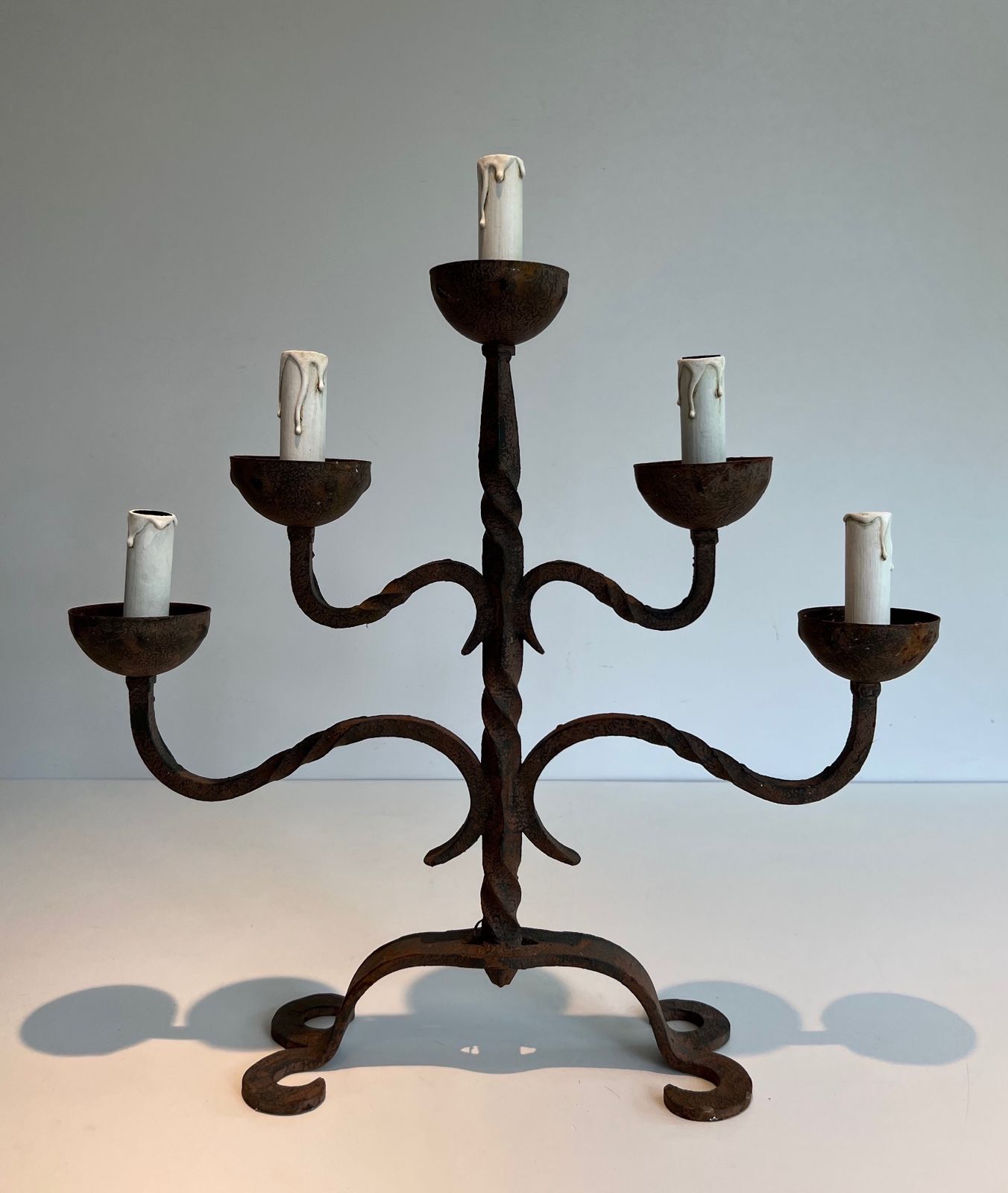 Wrought Iron Candelabra With 5 Arms Of Lights photo furniture