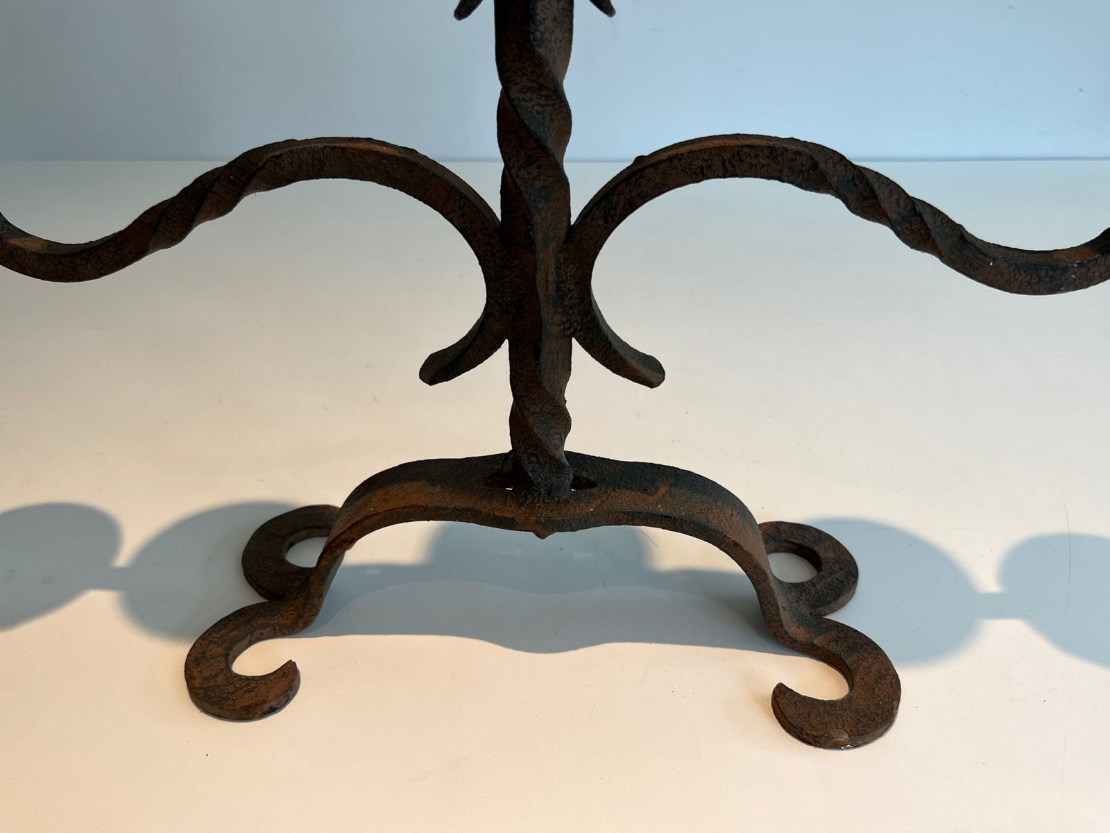 Wrought Iron Candelabra With 5 Arms Of Lights photo vintage