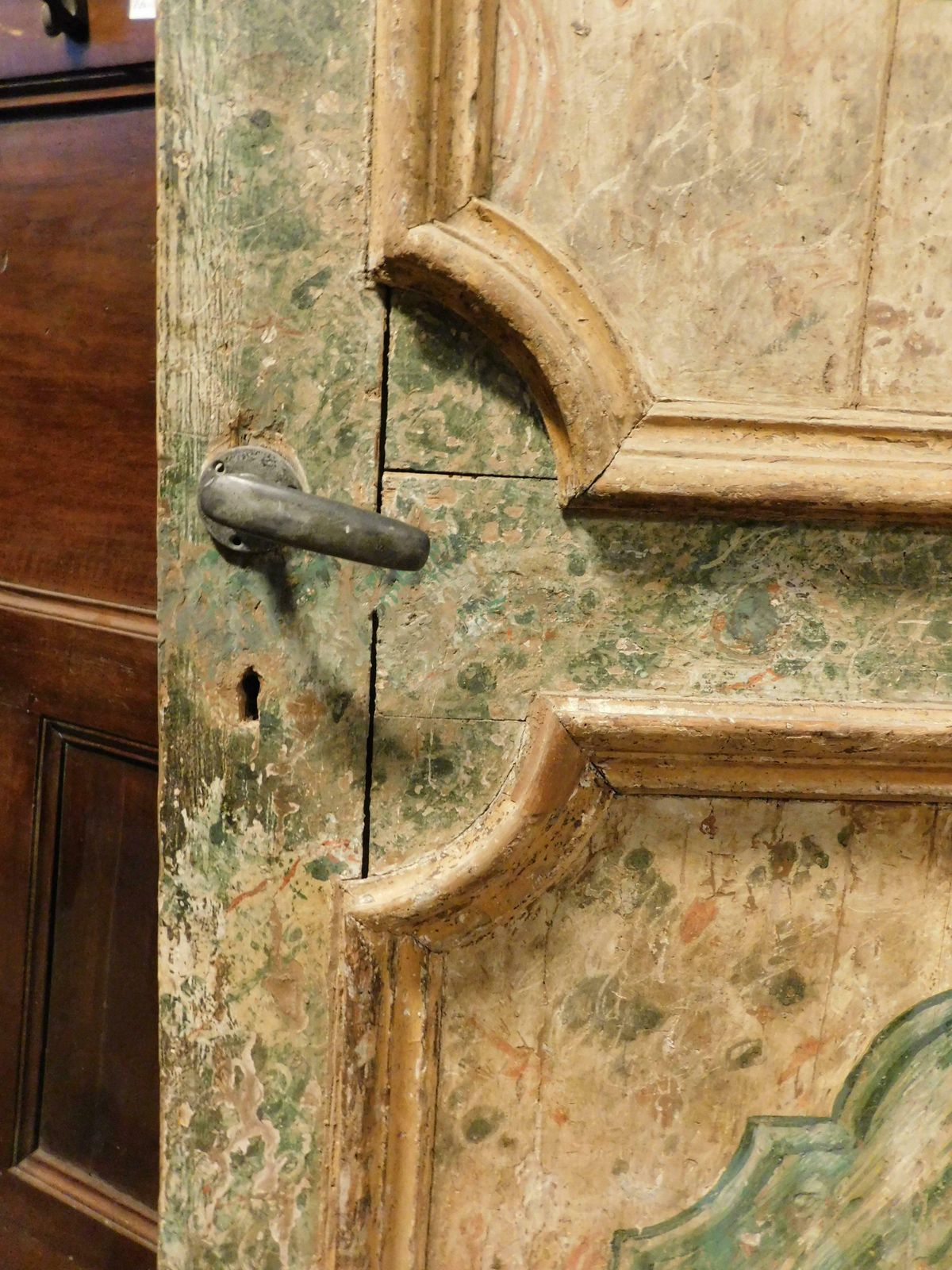 Interior Old Door In Lacquered Wood With Faux Marble Effect, Naples photo buy
