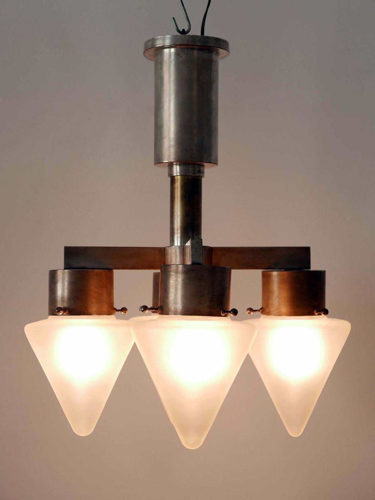 photo furniture Elegant Four Flamed Art Deco Chandelier Or Ceiling Lamp Germany 1930s