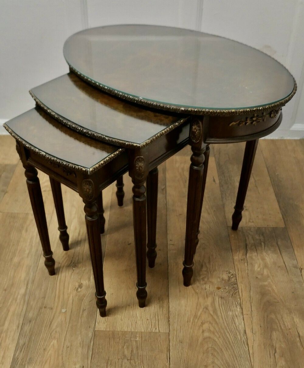Decorative Burr Walnut Nest Of Three Tables photo Furniture
