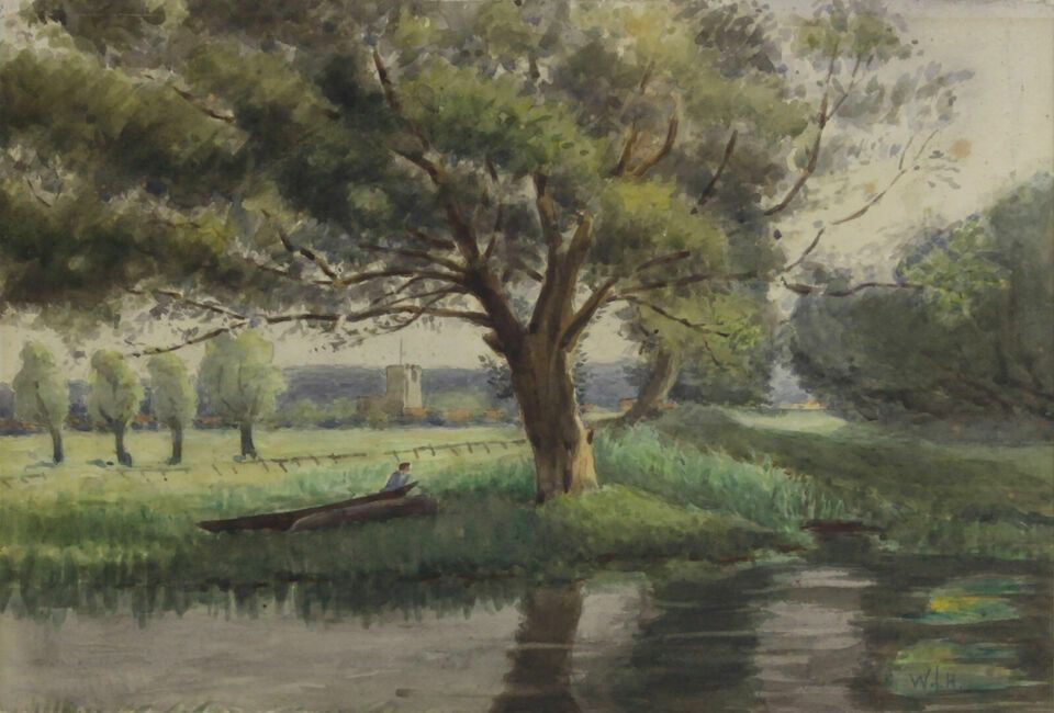 Watercolour By W J Harvey. East Anglian Scene photo furniture