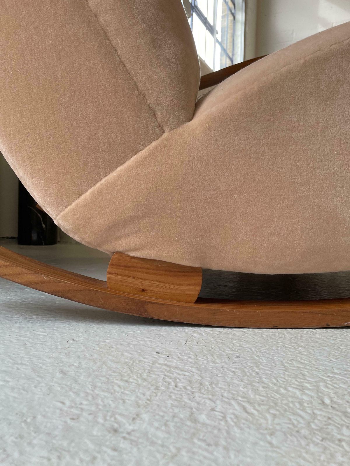 Swedish Rocking Chair In Pink Velvet photo for sale