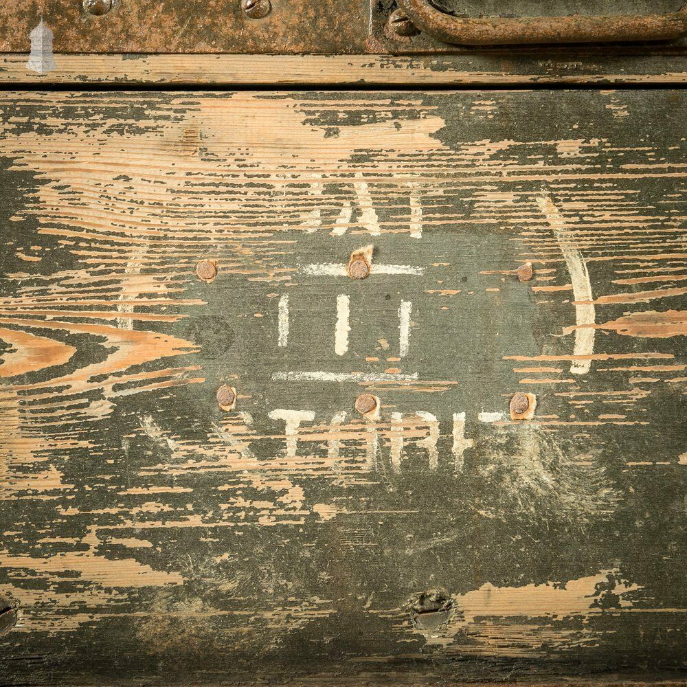 Furniture 1920’s Agricultural Parts Box, Wood And Metal Construction photo