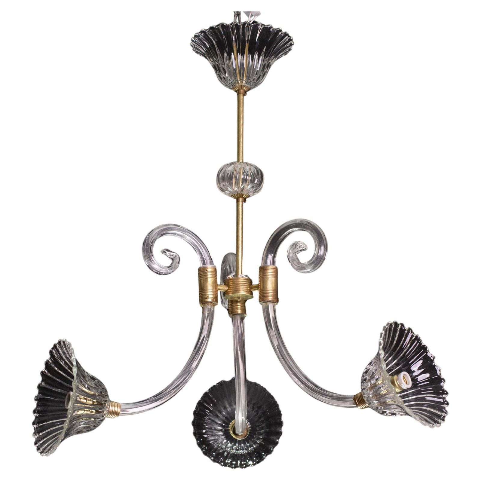 Elegant Art Decò Chandelier By Barovier E Toso, 1940s