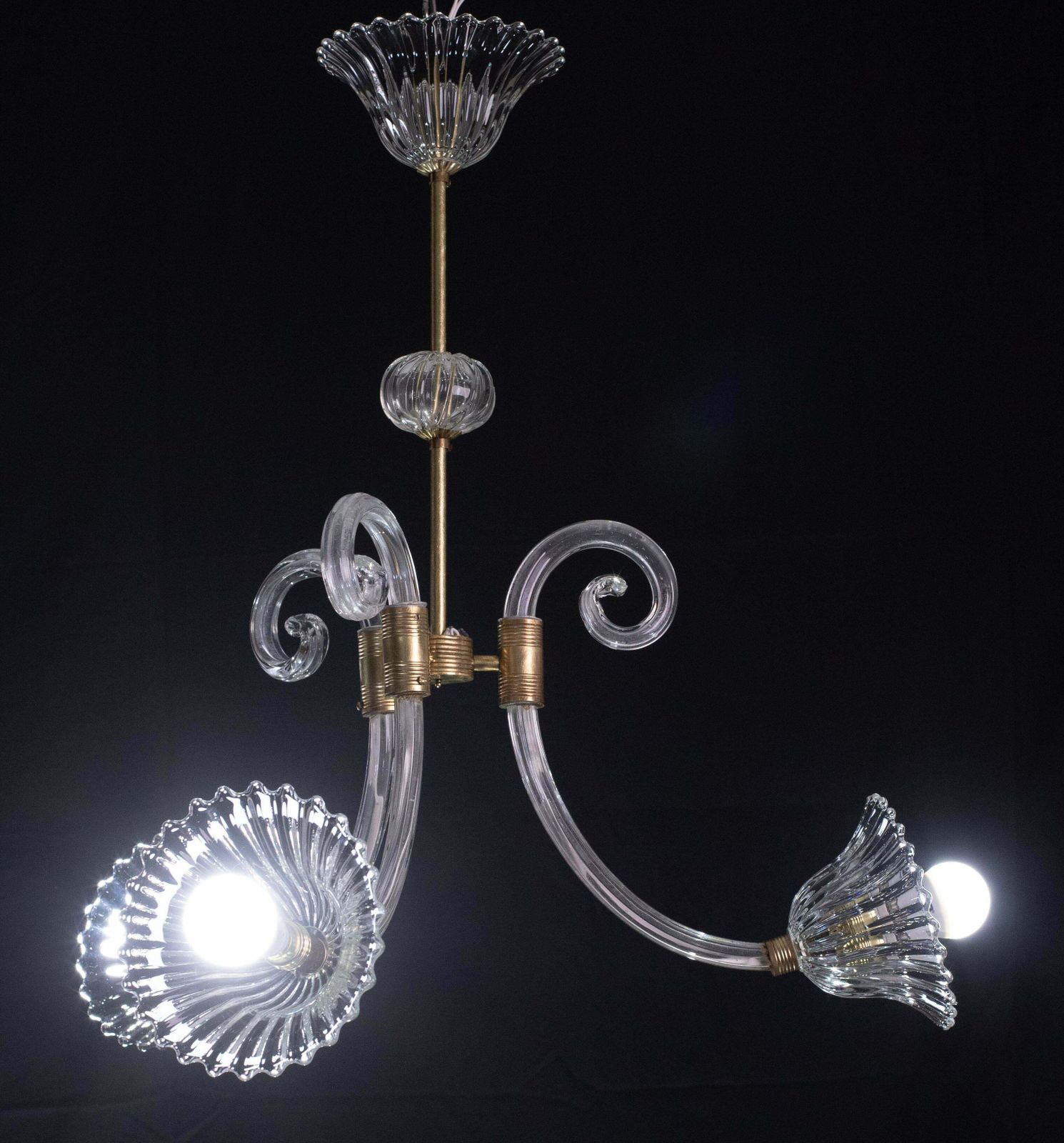 Elegant Art Decò Chandelier By Barovier E Toso, 1940s photo vinterior