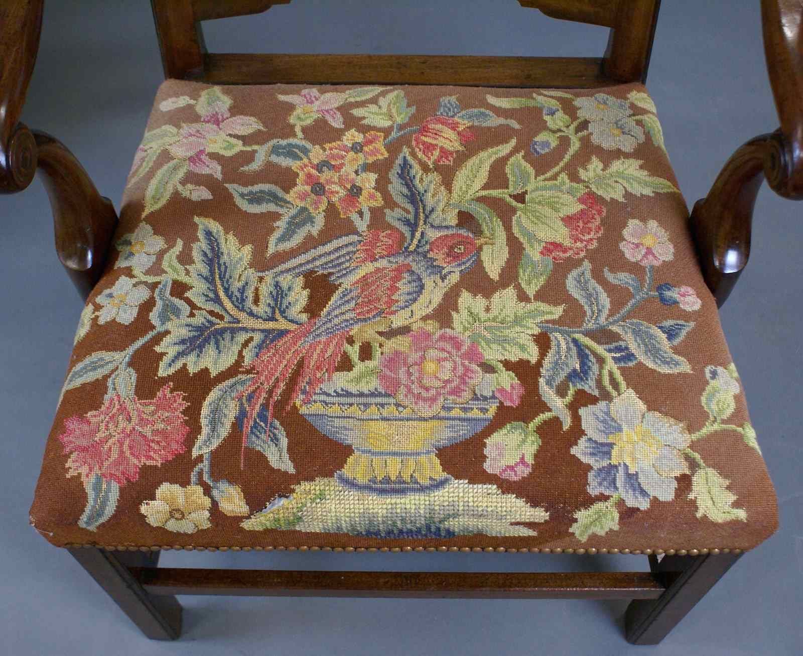 A Pair Of Chippendale Period Arm Chairs photo Furniture