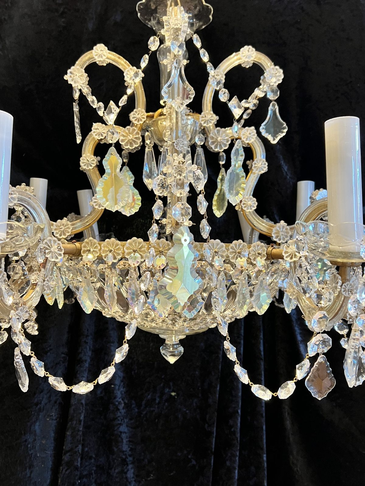 Lighting A Pair Of  Italian Twelve Light Antique Marie Theresa Chandeliers (We Have Four In Total Of These) photo