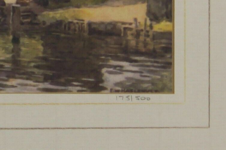 Print By Ernest William Haslehurst. Titled "Pulls Ferry, 1910" photo for sale