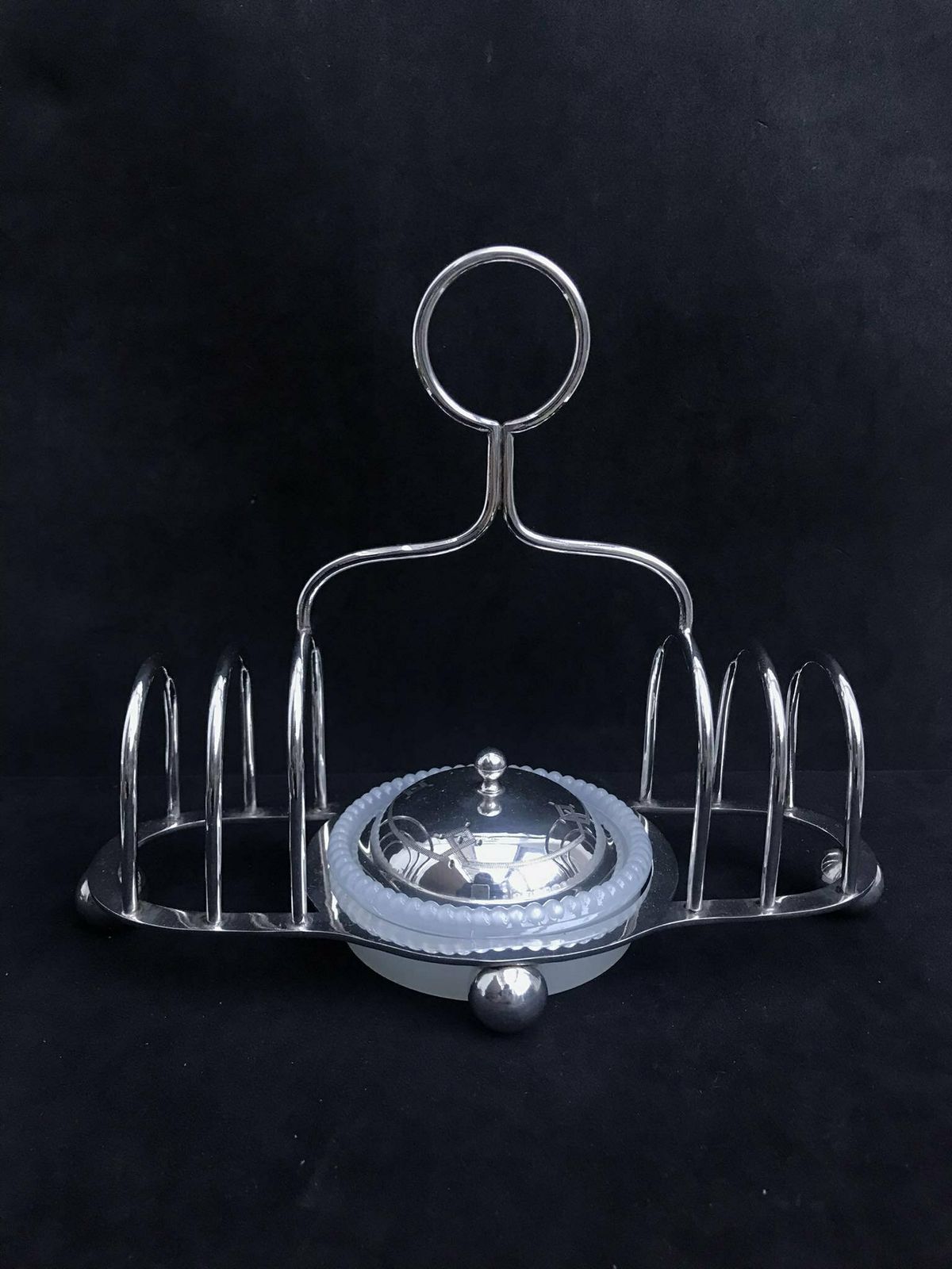Toast Rack Holder With Butter /Jam Dish With Lid Deykin & Sons Plated Breakfast Set Vintage Wedding Gift Caviar Dish Antique Hostess Gift photo furniture