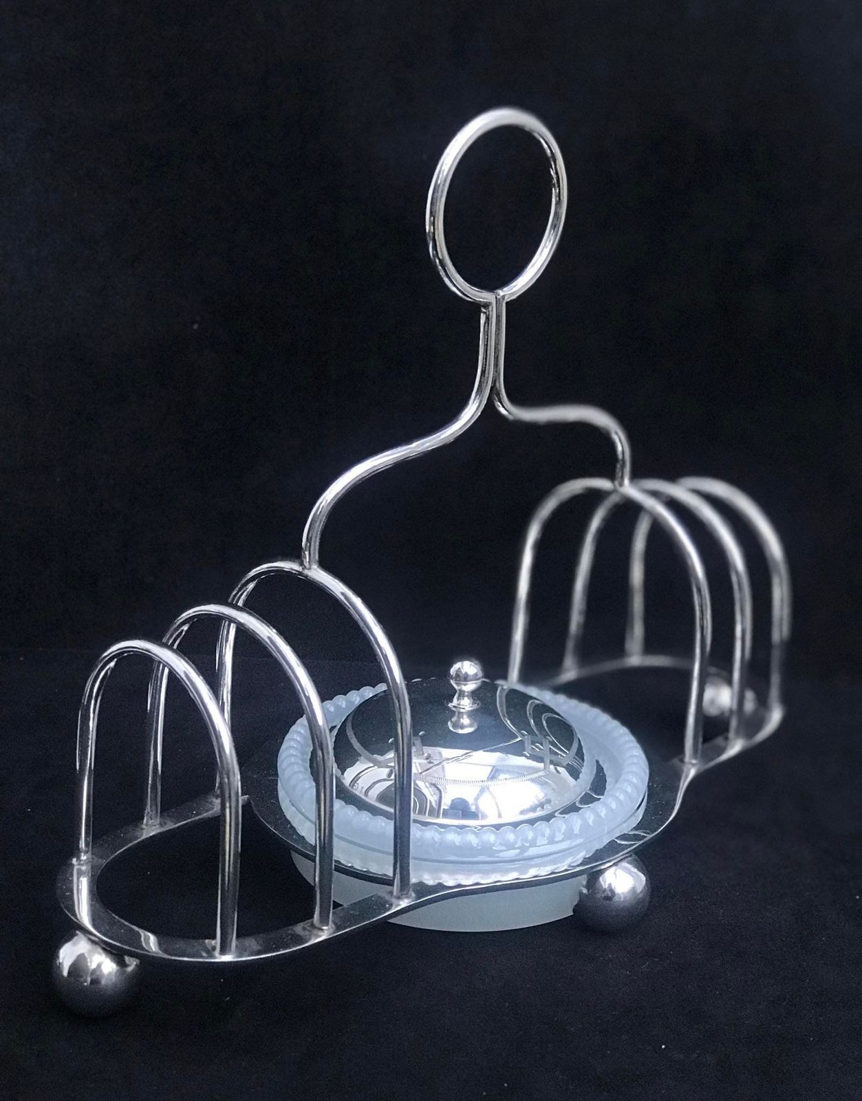 Toast Rack Holder With Butter /Jam Dish With Lid Deykin & Sons Plated Breakfast Set Vintage Wedding Gift Caviar Dish Antique Hostess Gift photo Home Decor