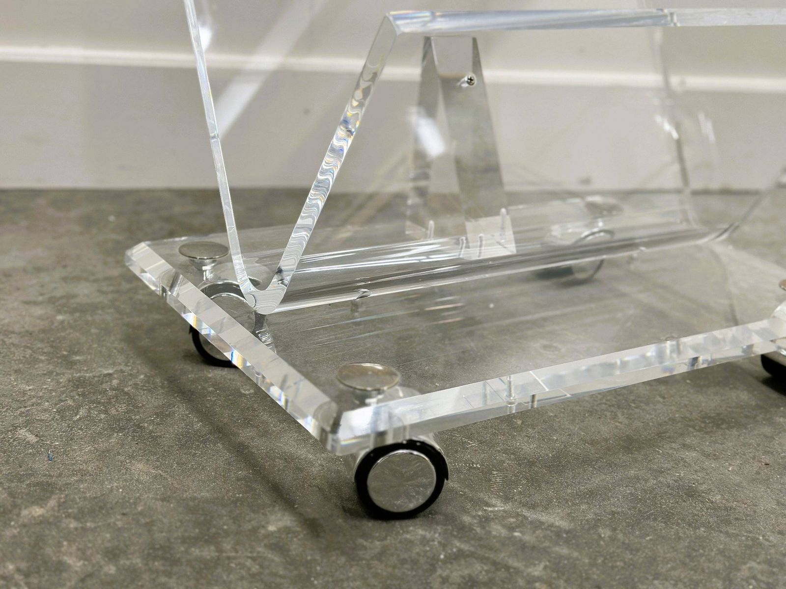 Vintage Lucite Magazine Cart, 1980s photo vintage