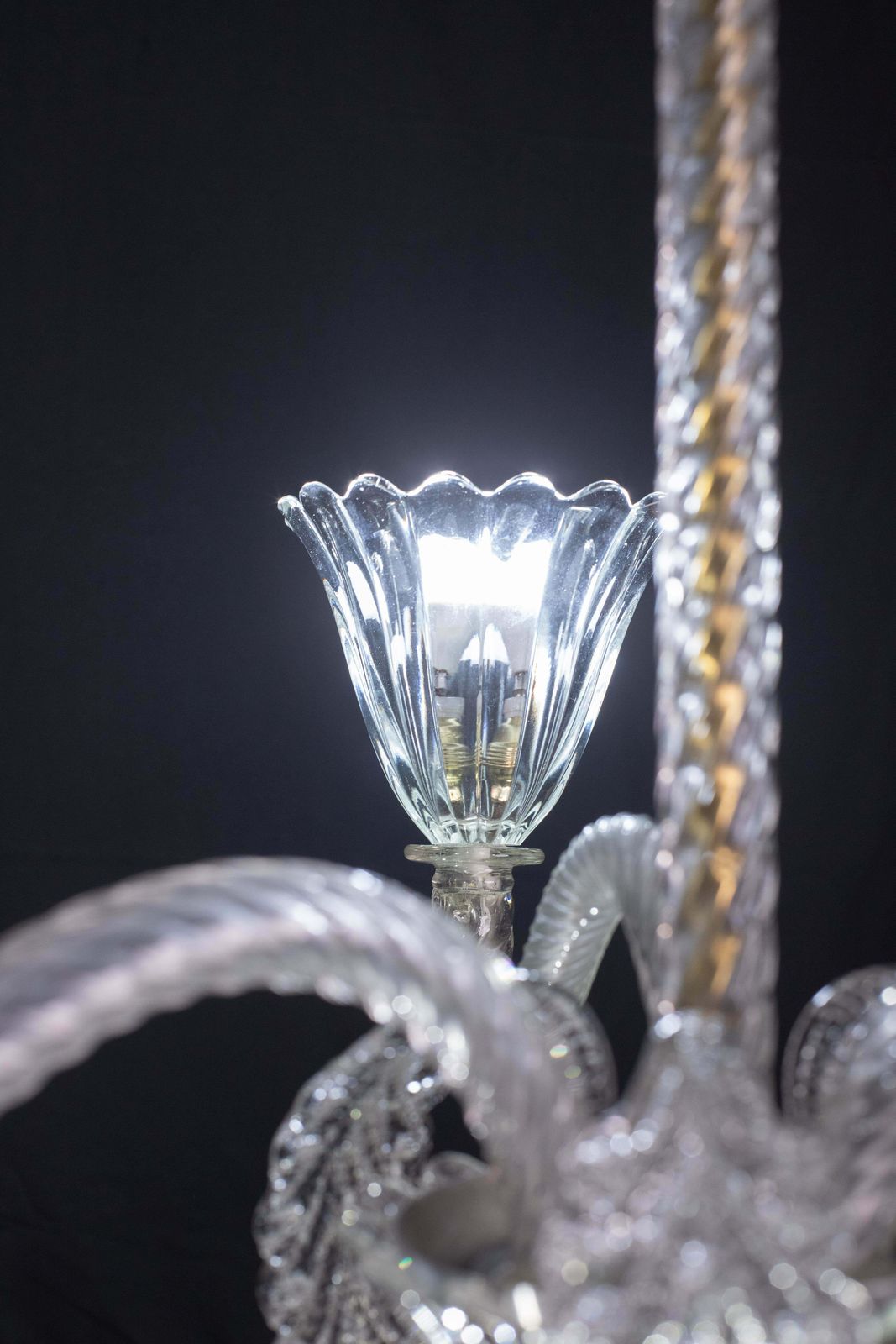 Exceptional Three Arms Chandelier By Barovier E Toso, 1950s photo vinterior