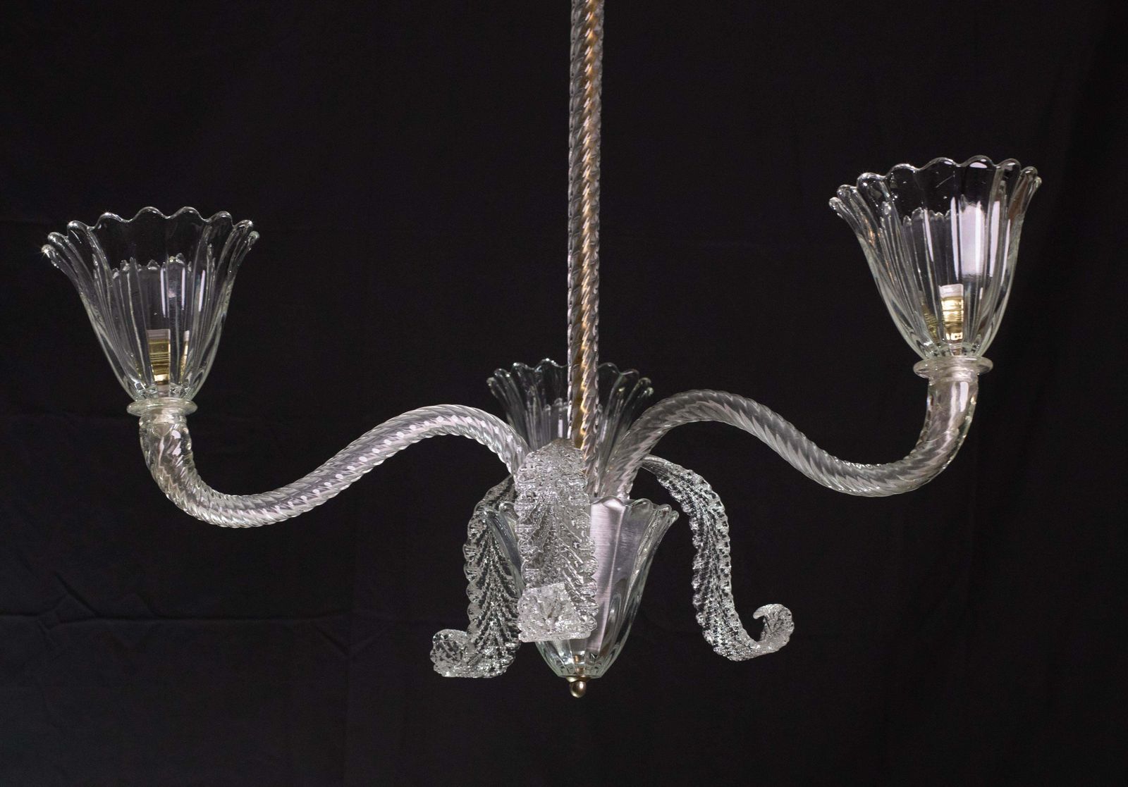 Lighting Exceptional Three Arms Chandelier By Barovier E Toso, 1950s photo