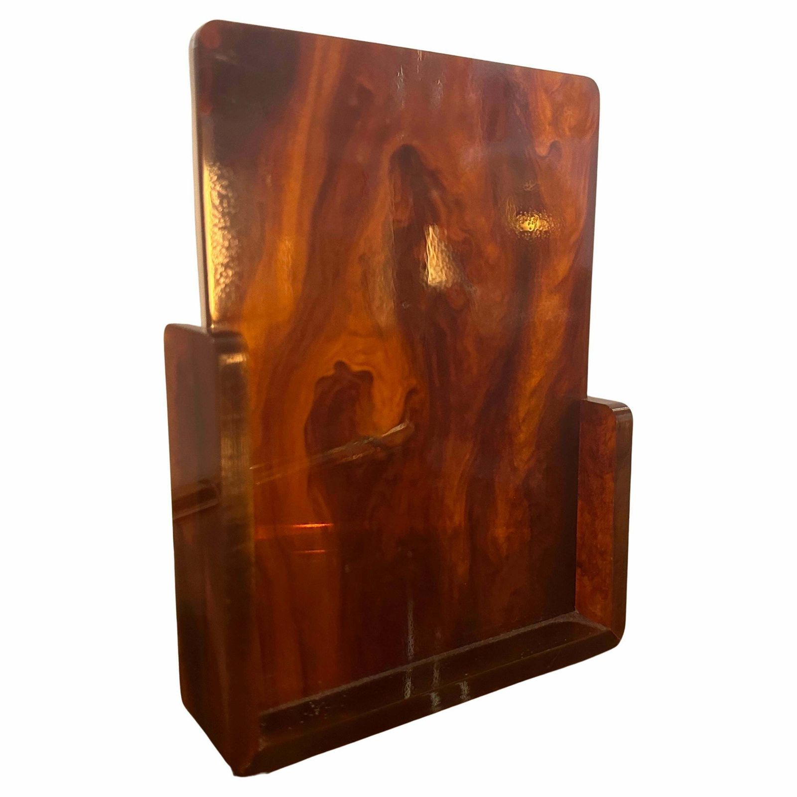 1970s Mid Century Modern Fake Tortoise Lucite Italian Rectangular Picture Frame