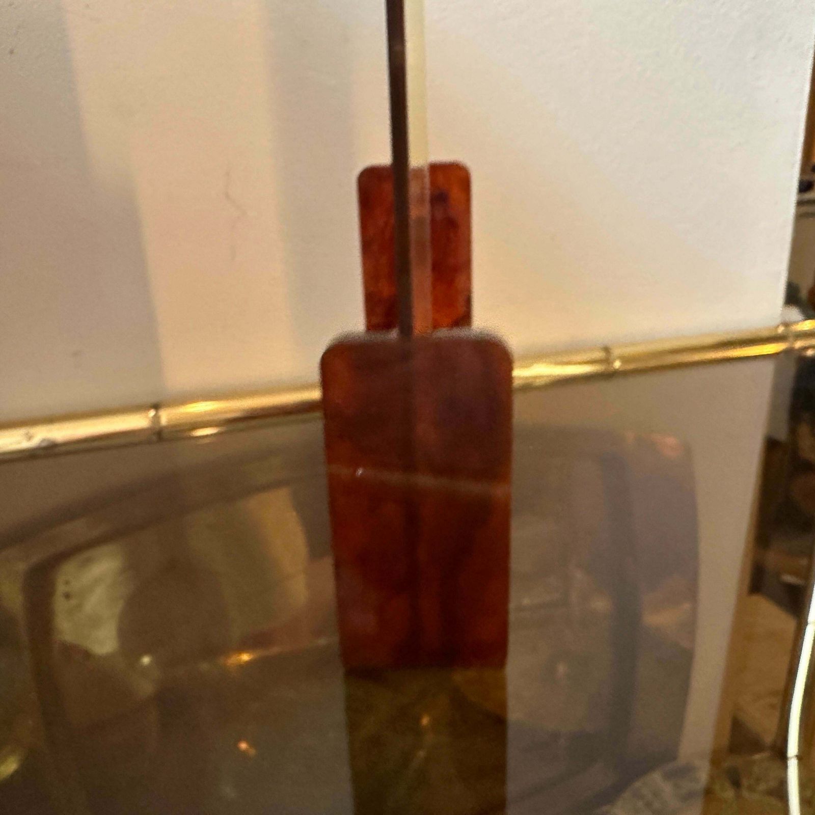 1970s Mid Century Modern Fake Tortoise Lucite Italian Rectangular Picture Frame photo furniture
