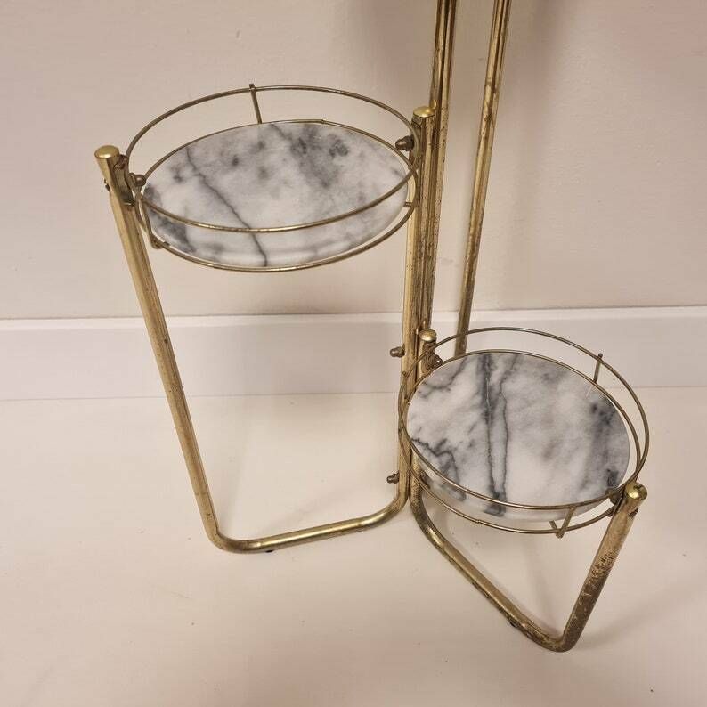 Vintage Mid Century Modern Brass And Smoky Glass Table/Flower Holder photo 164.0