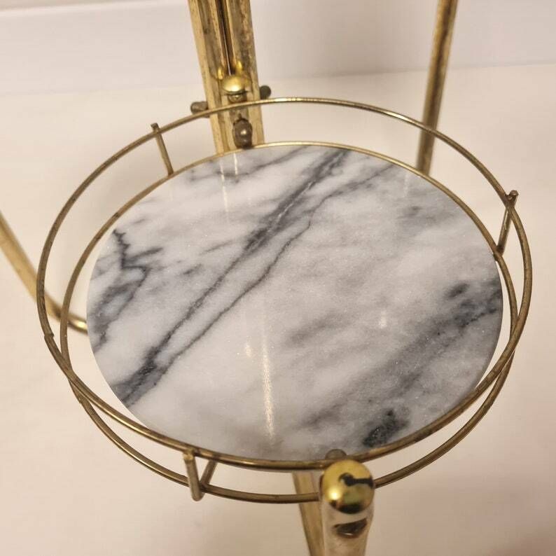 Vintage Mid Century Modern Brass And Smoky Glass Table/Flower Holder photo vinterior