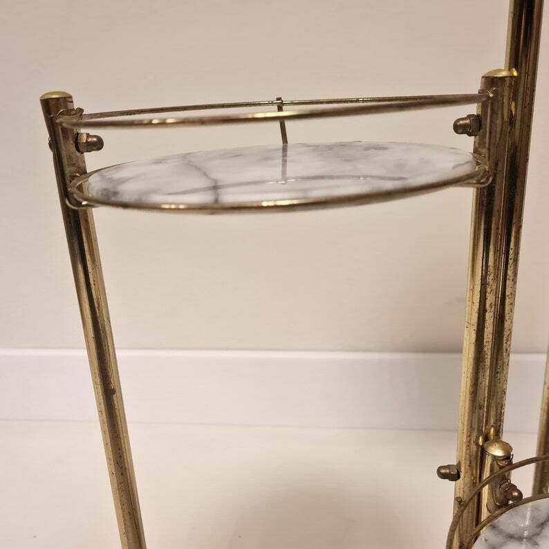 Vintage Mid Century Modern Brass And Smoky Glass Table/Flower Holder photo vintage