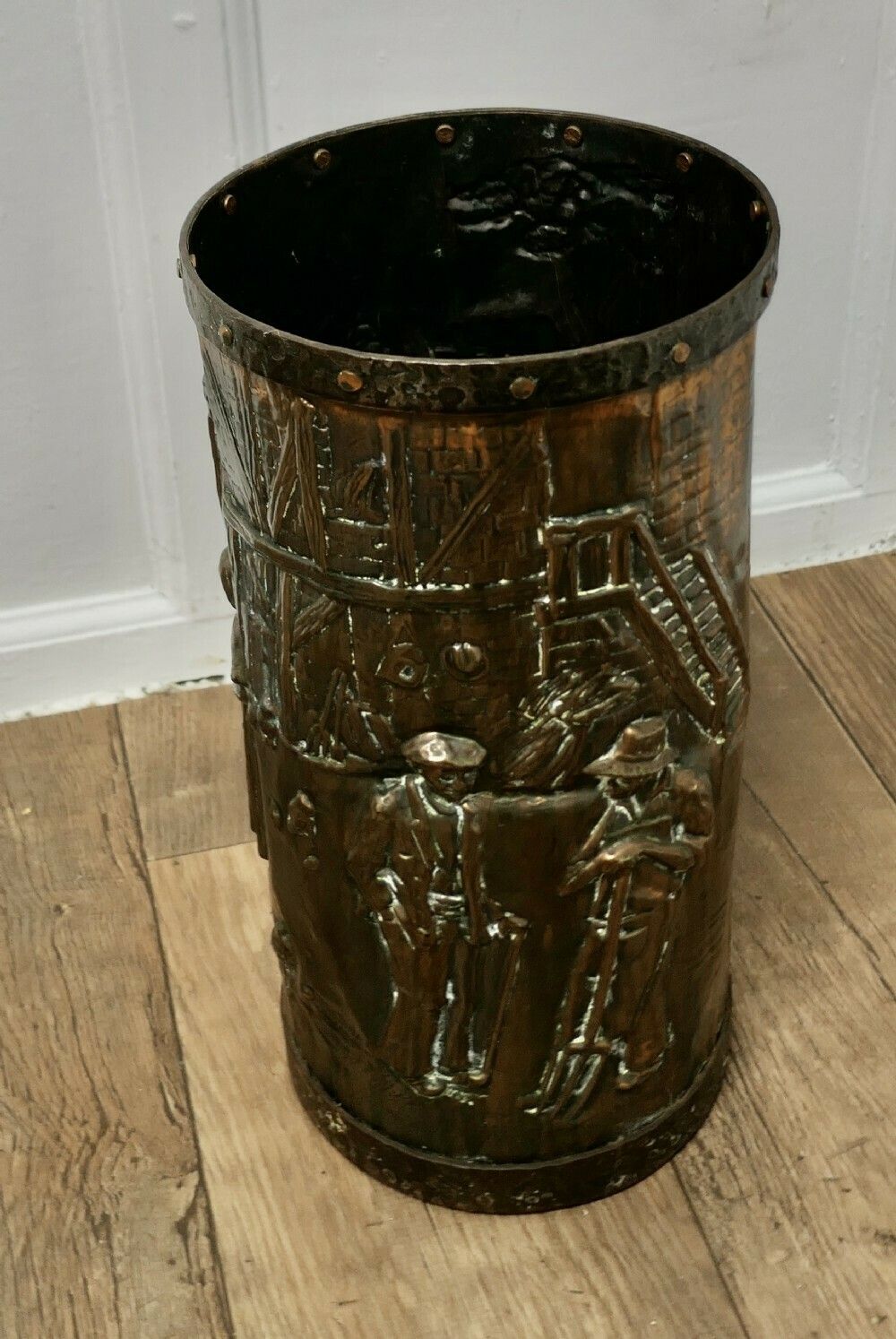 Superb Heavy French Copper And Iron Stick Stand, Umbrella Stand photo furniture