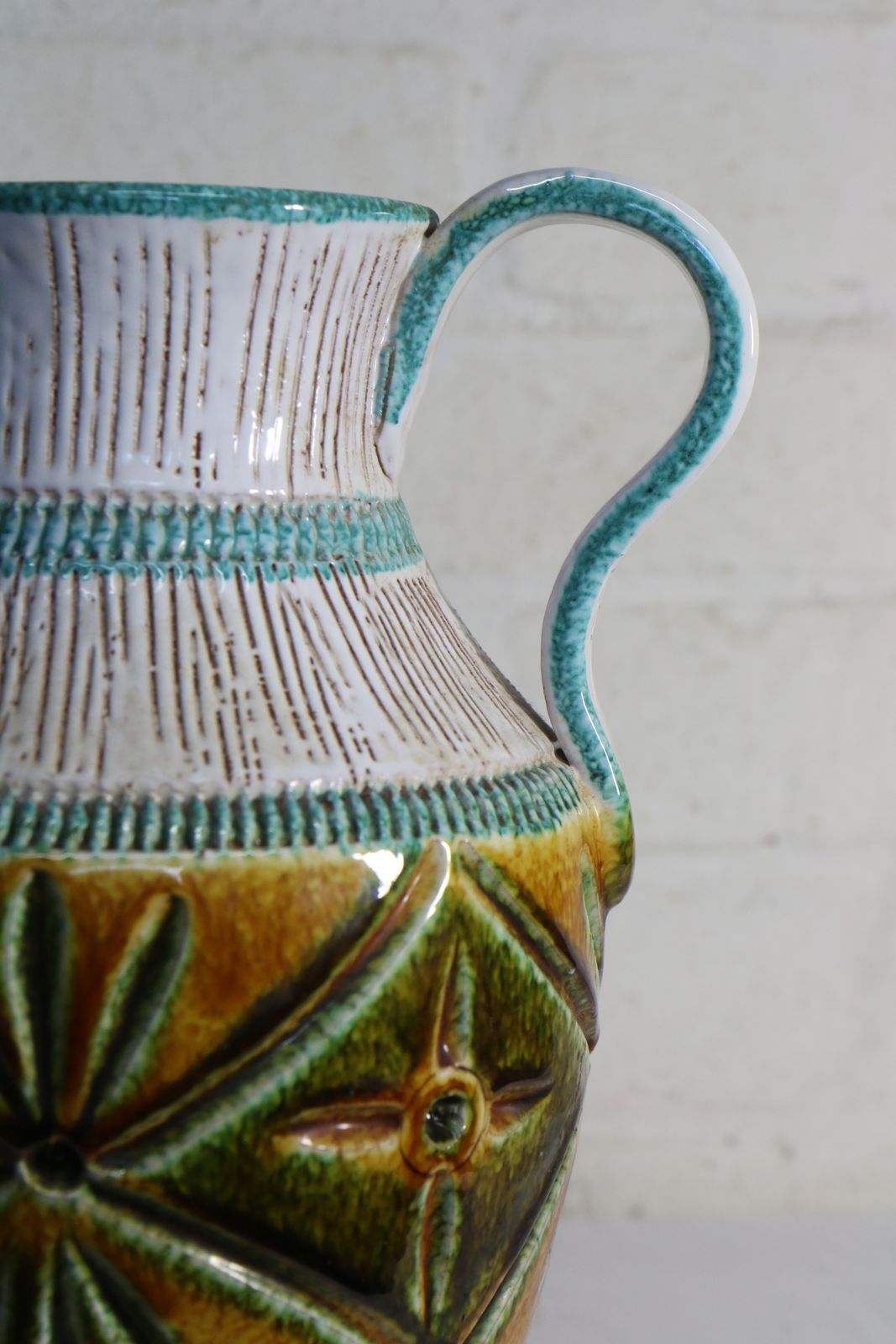 Mid Century French Vallauris Ceramic Pitcher From The 1950's Period Beautiful Colouring photo vintage