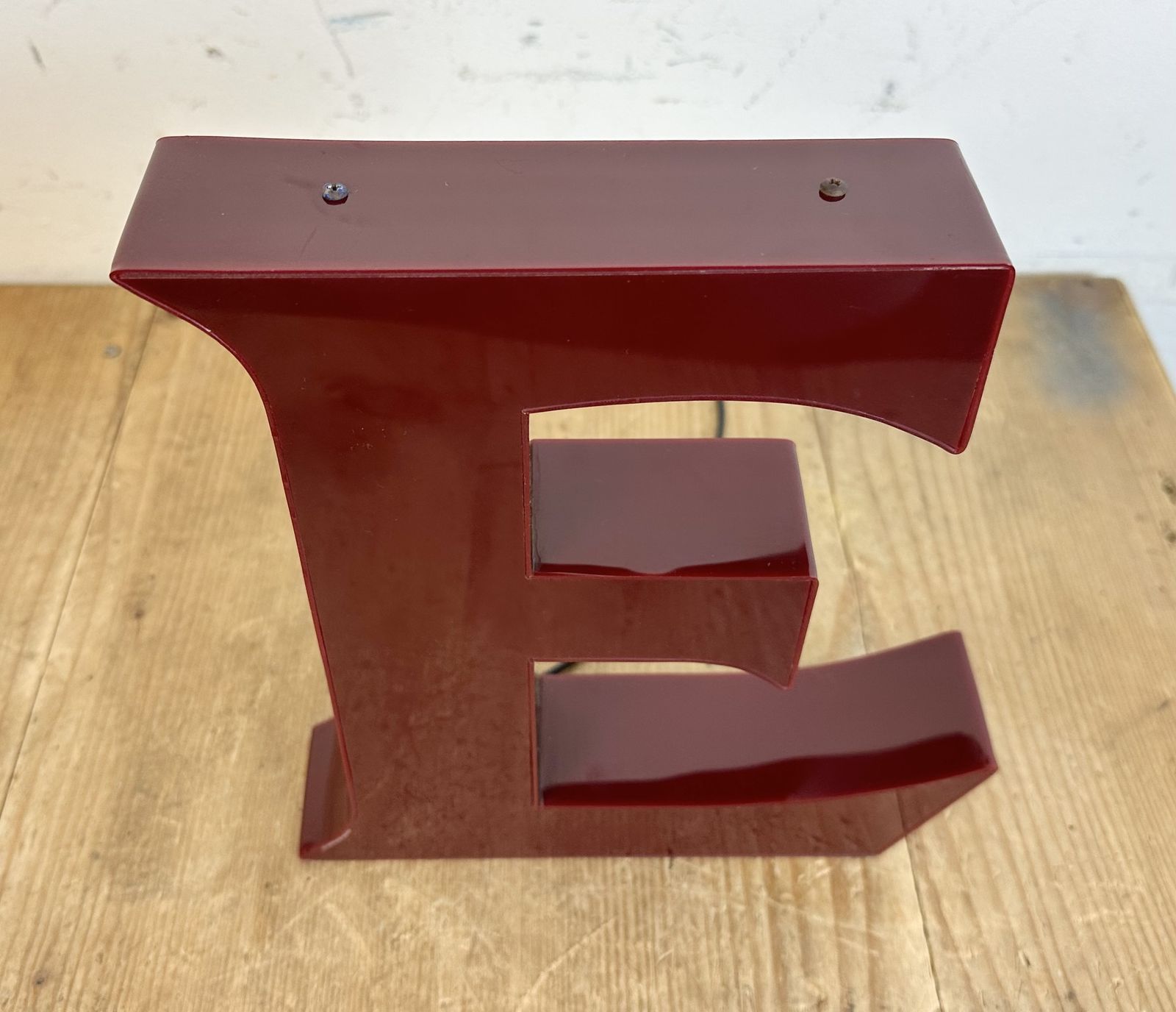 Vintage Dark Red Illuminated Letter E , 1980s photo furniture