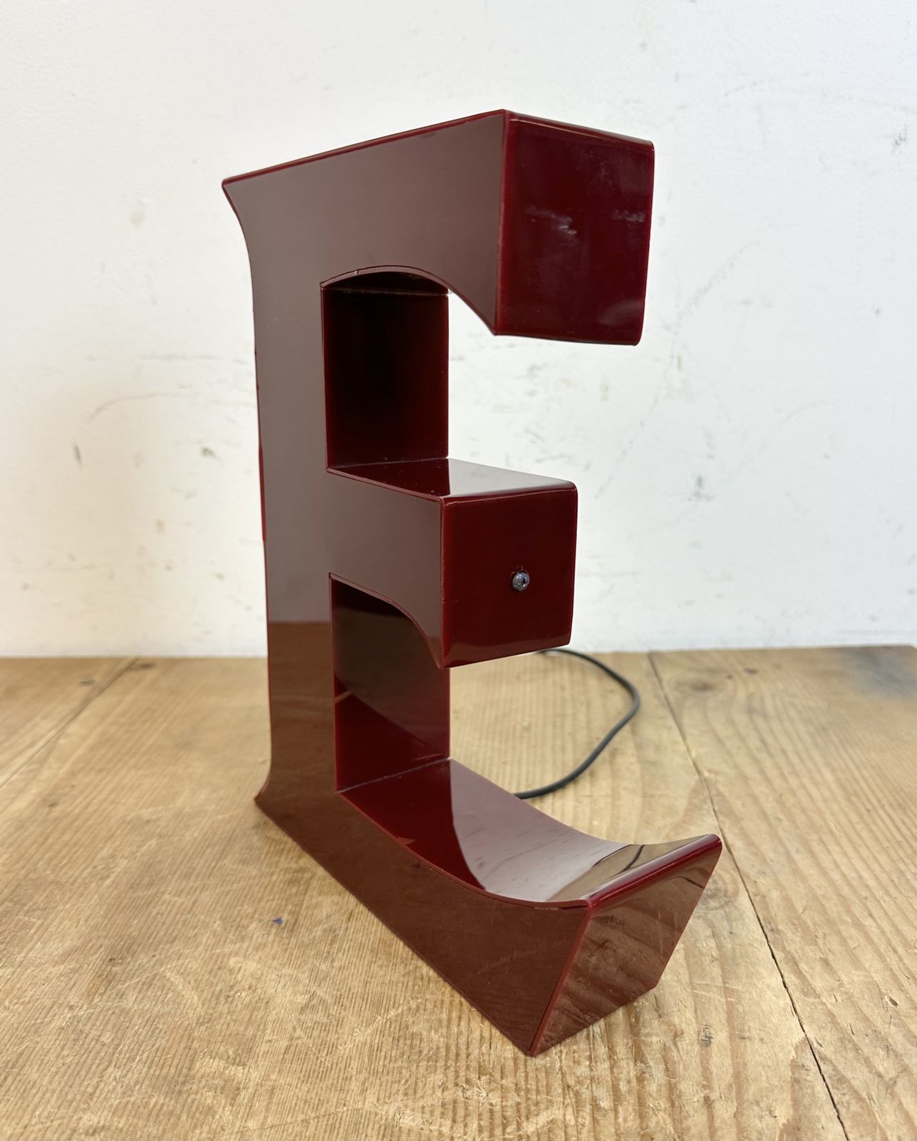 Vintage Dark Red Illuminated Letter E , 1980s photo 159.0