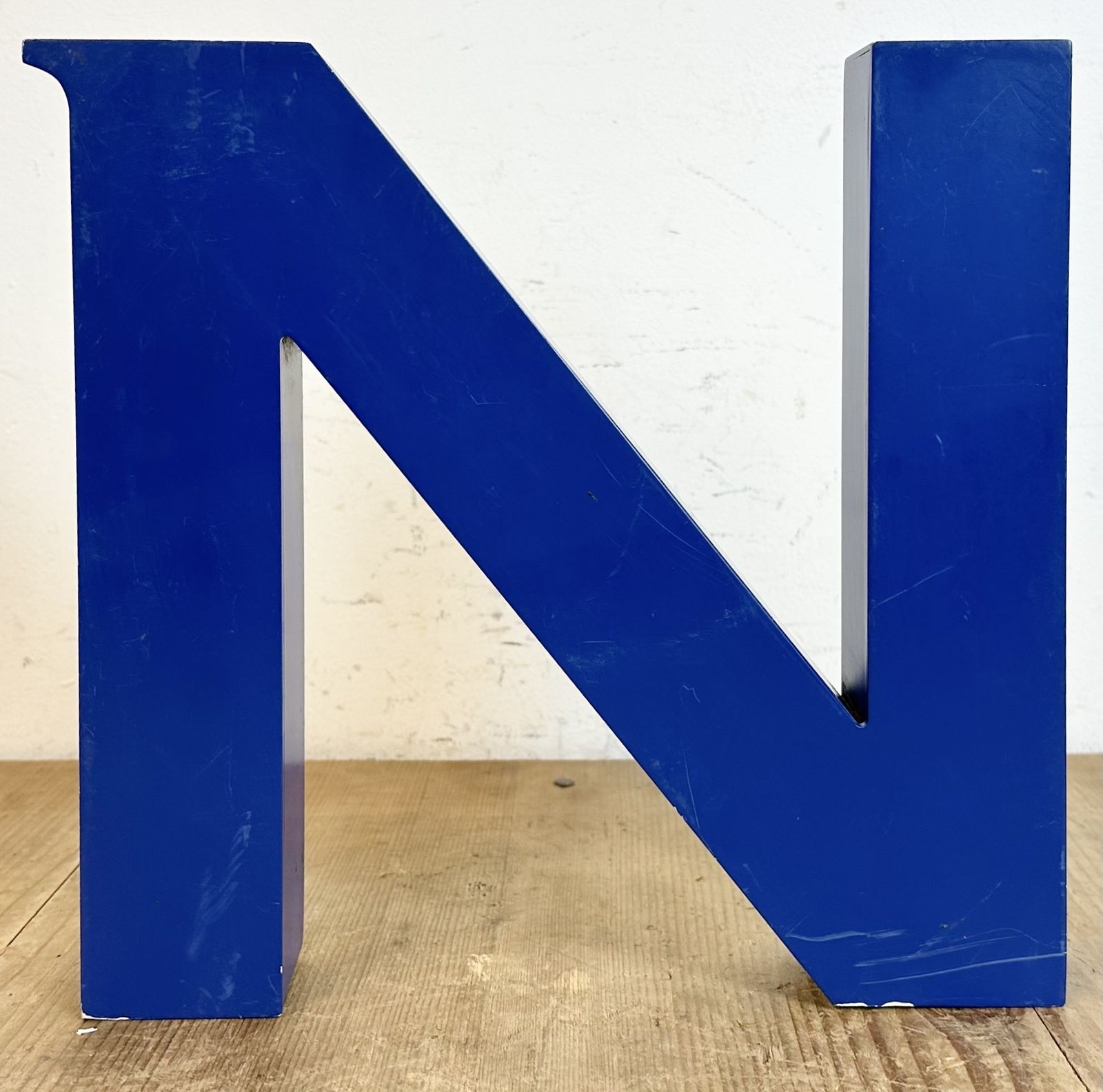 Vintage Blue Iron Facade Letter N, 1970s photo furniture