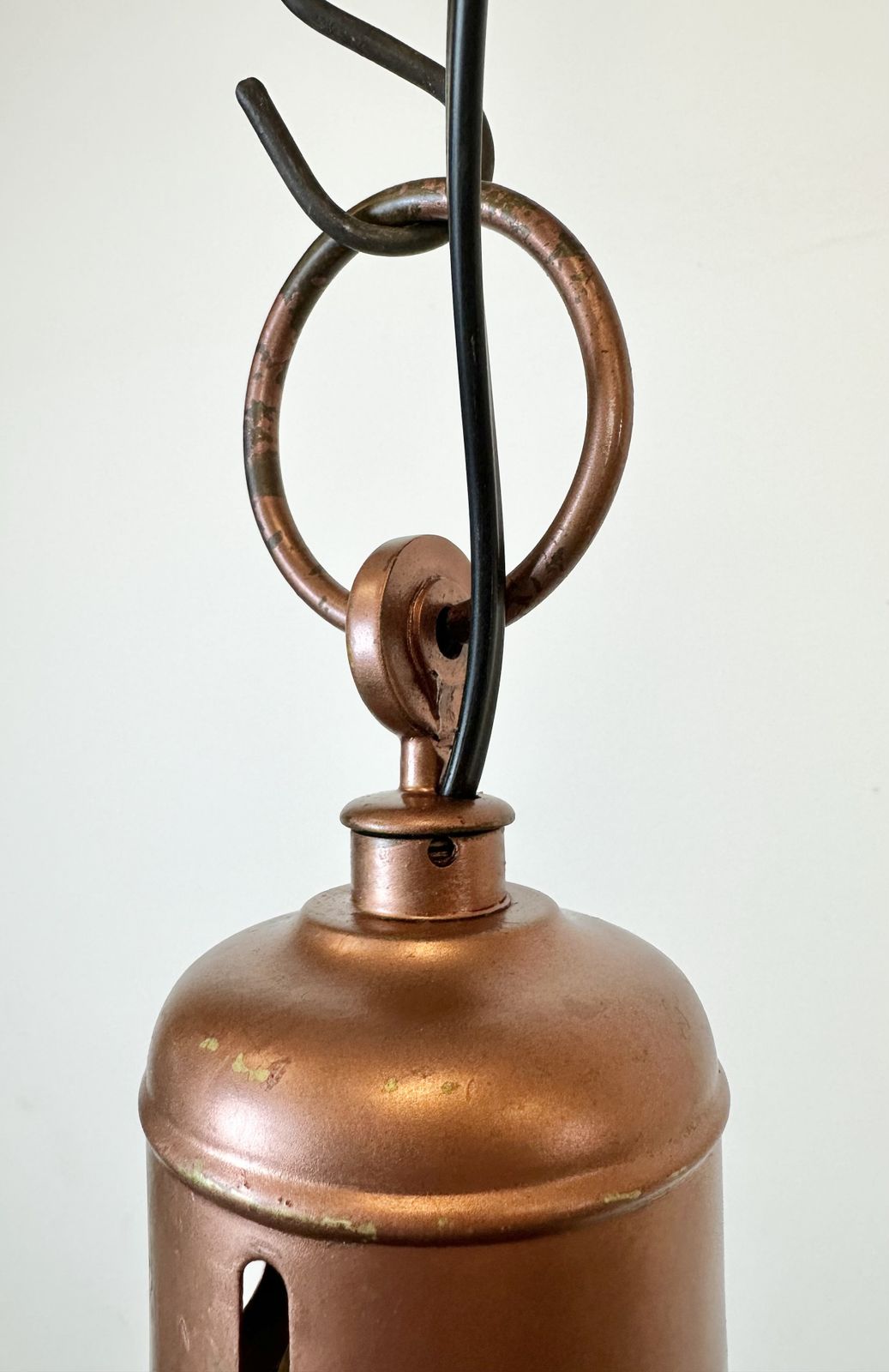 Industrial Italian Black Enamel Factory Lamp With Iron Top, 1950s, 2x photo vintage