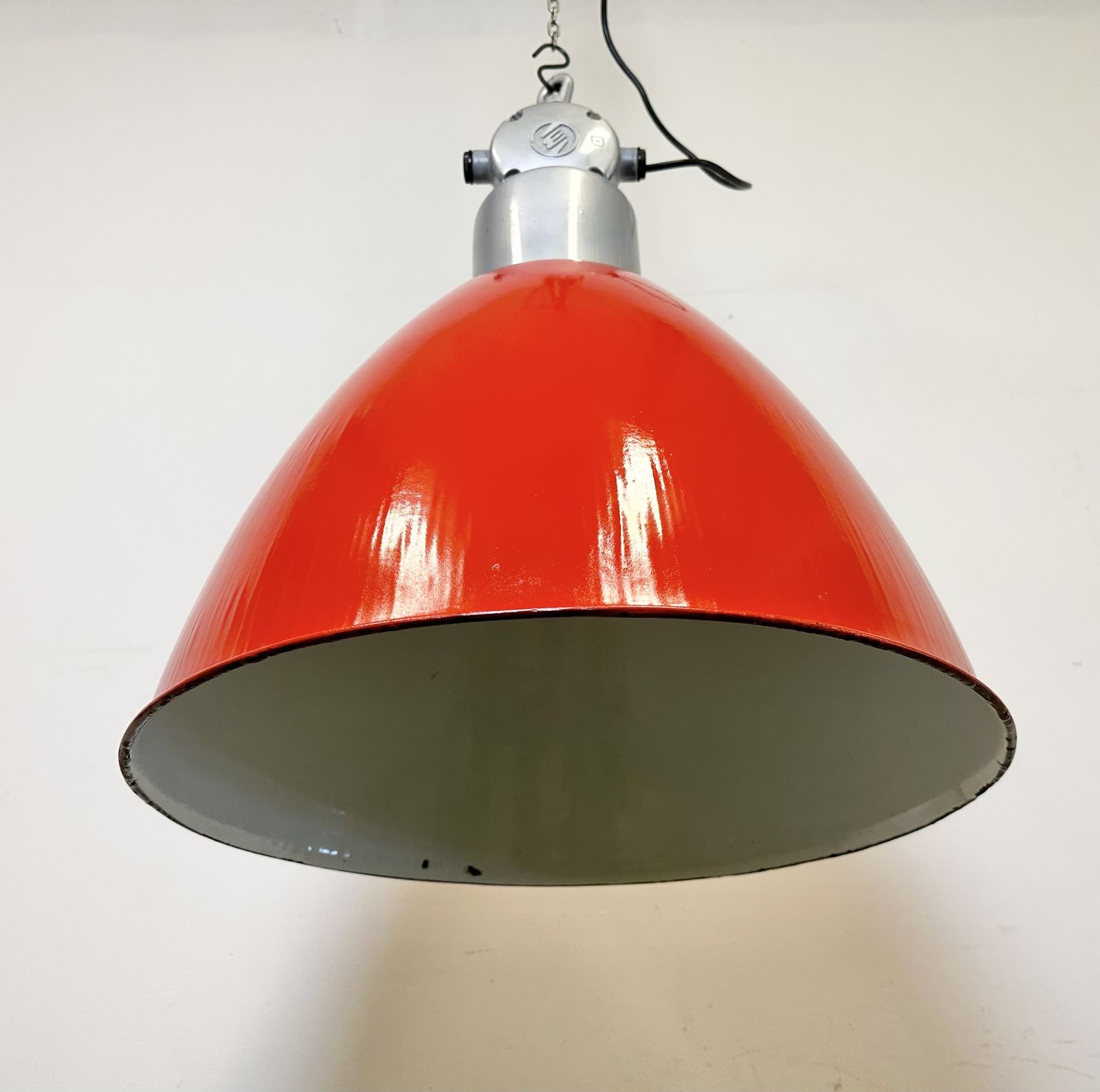 photo furniture Large Red Painted Industrial Factory Lamp From Elektrosvit, 1960s, 10x