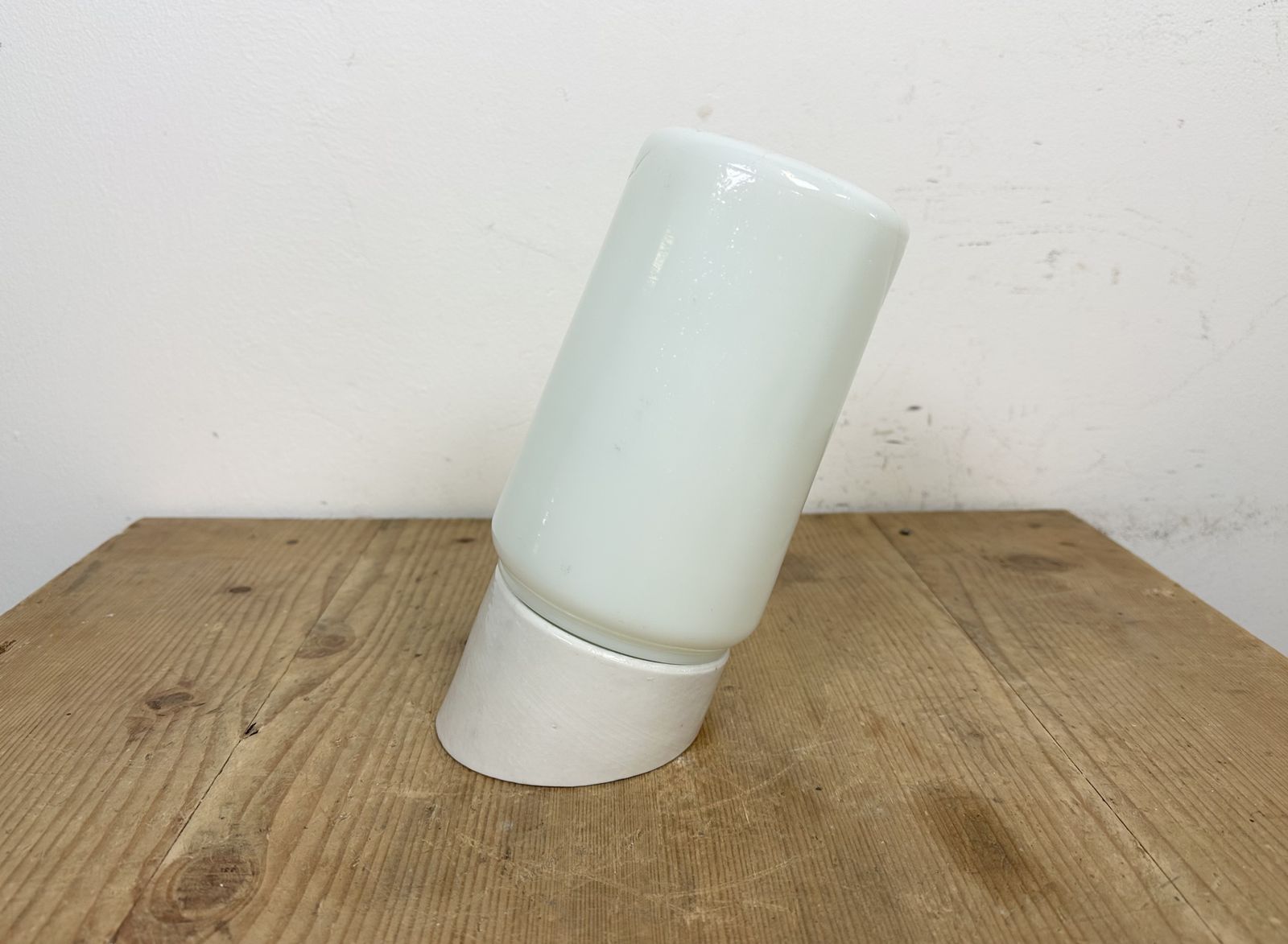 Vintage White Porcelain Wall Light With Milk Glass, 1970s, 4x photo buy
