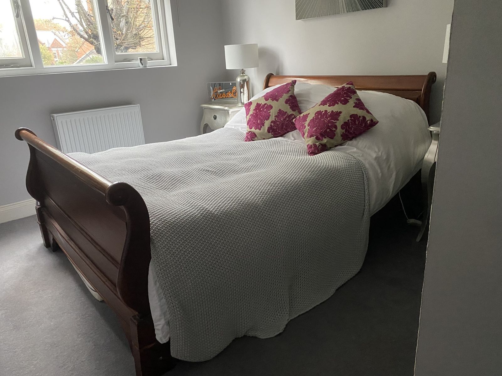 Queen Size Wooden Sleigh Bed