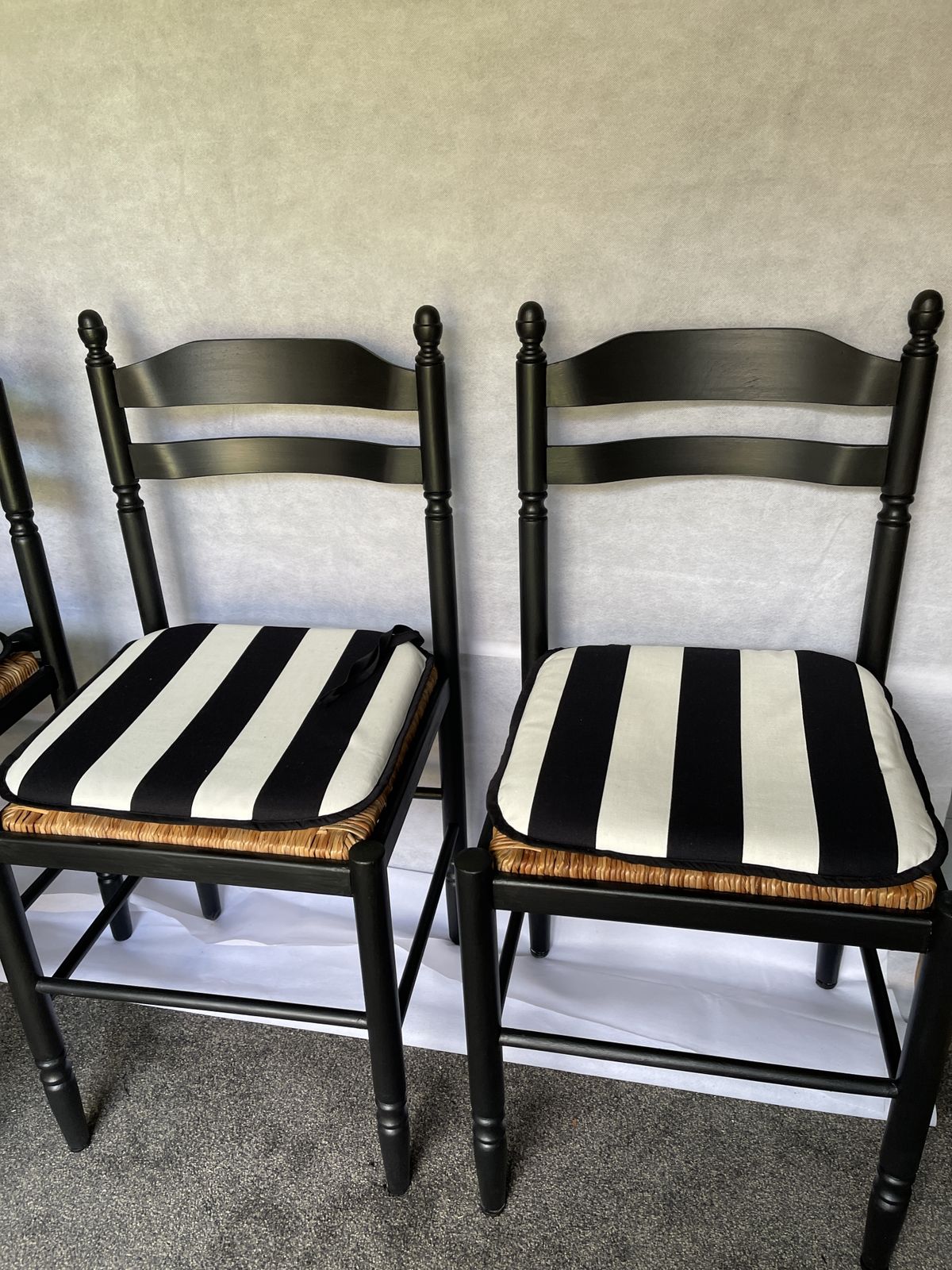 French Rustic Country Style Farmhouse Chairs, Black X 4 photo Furniture