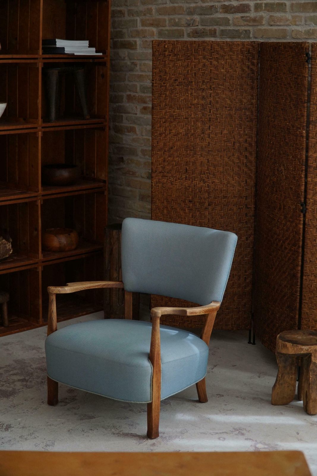 Danish Modern, Curved Lounge Chair In Oak, Attributed To Viggo Boesen, 1950s photo furniture