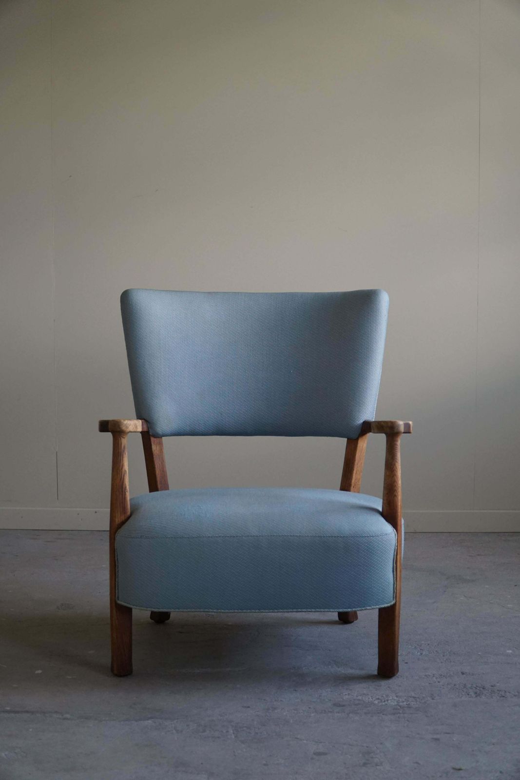 photo for sale Danish Modern, Curved Lounge Chair In Oak, Attributed To Viggo Boesen, 1950s