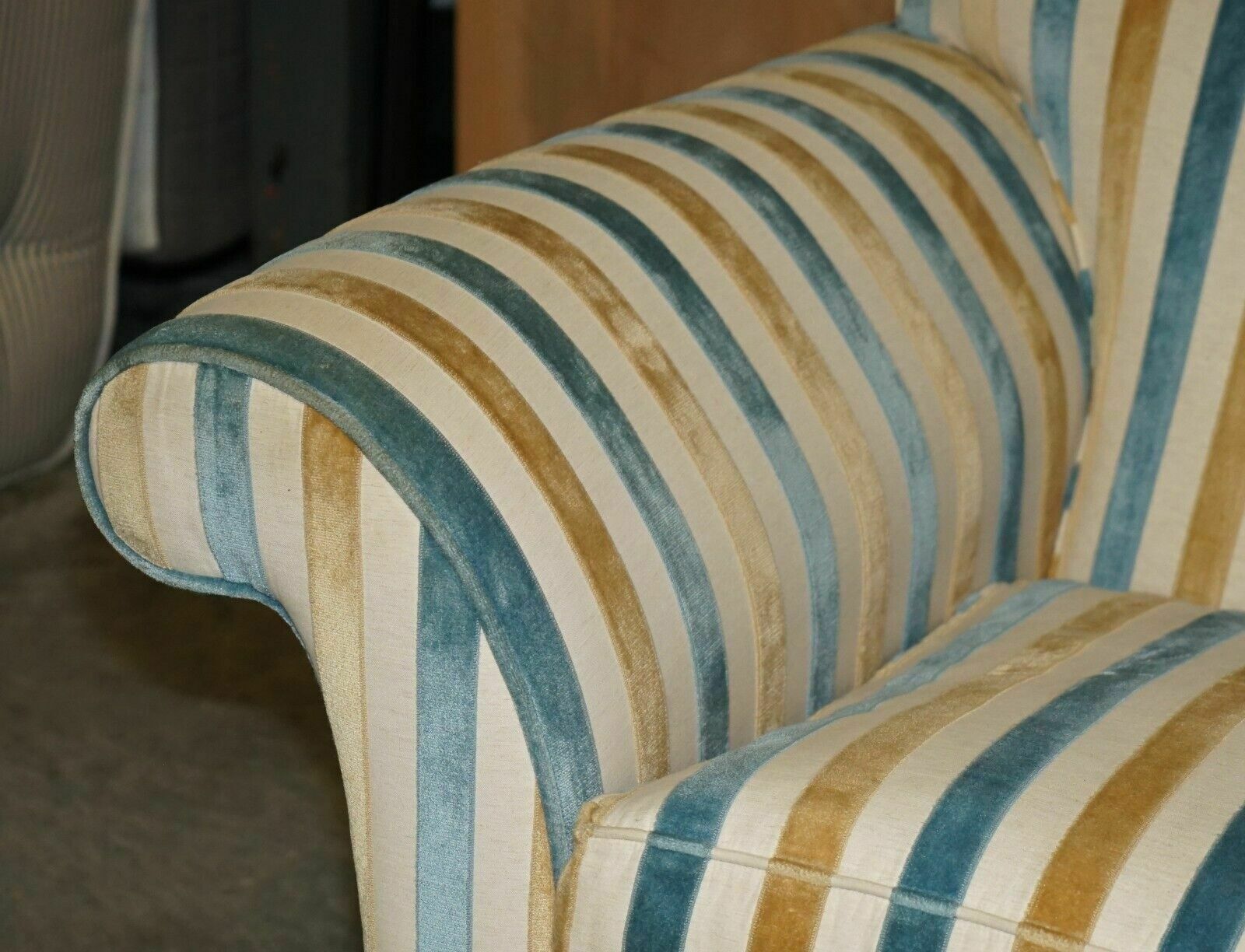 1 Of 2 Stunning Mulberry Home Designer Contemporary Striped Two Seater Sofas photo 3500.0