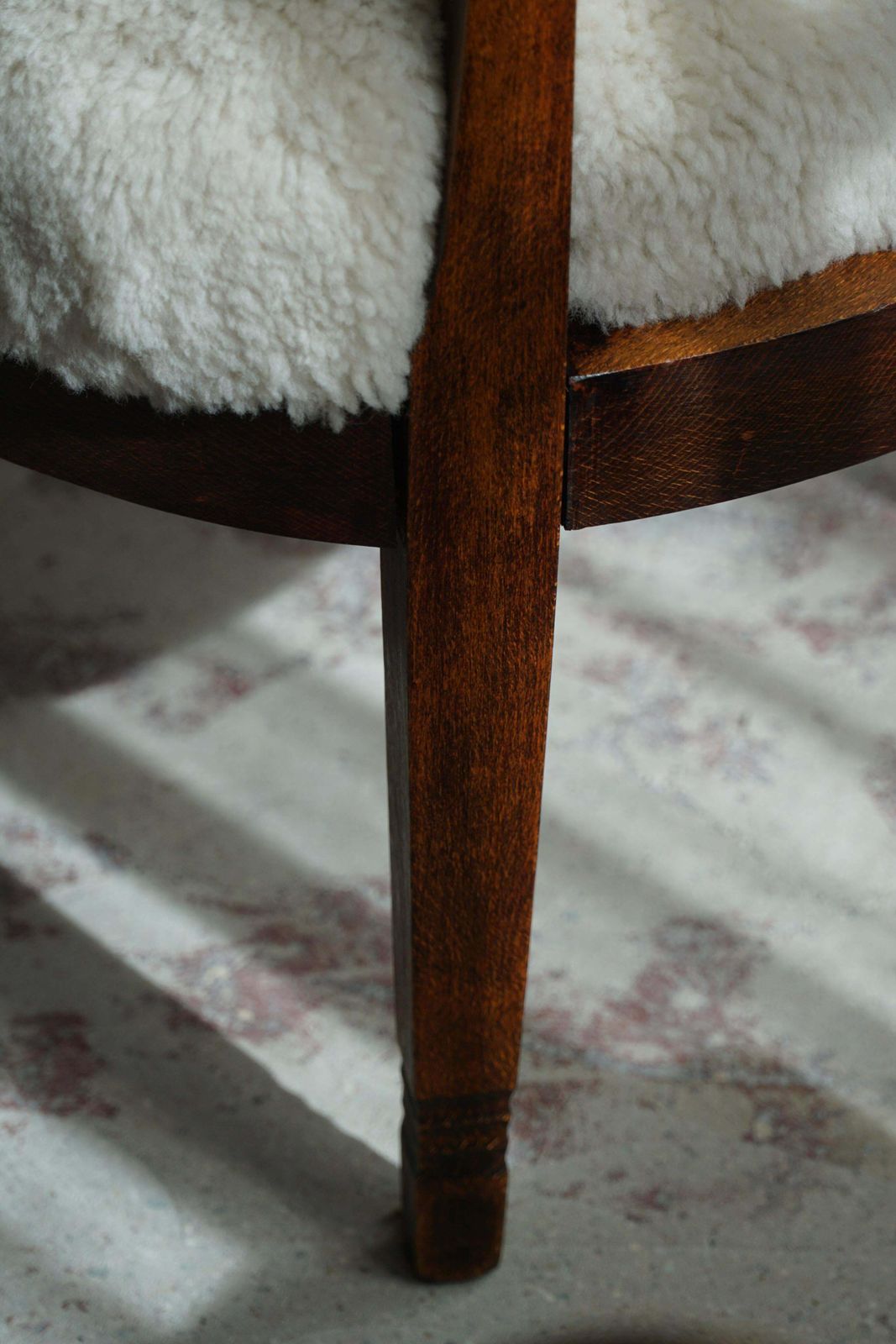 photo vinterior Pair Of Danish Armchairs In Beech, Reupholstered Lambswool, Jugendstil, 1900s
