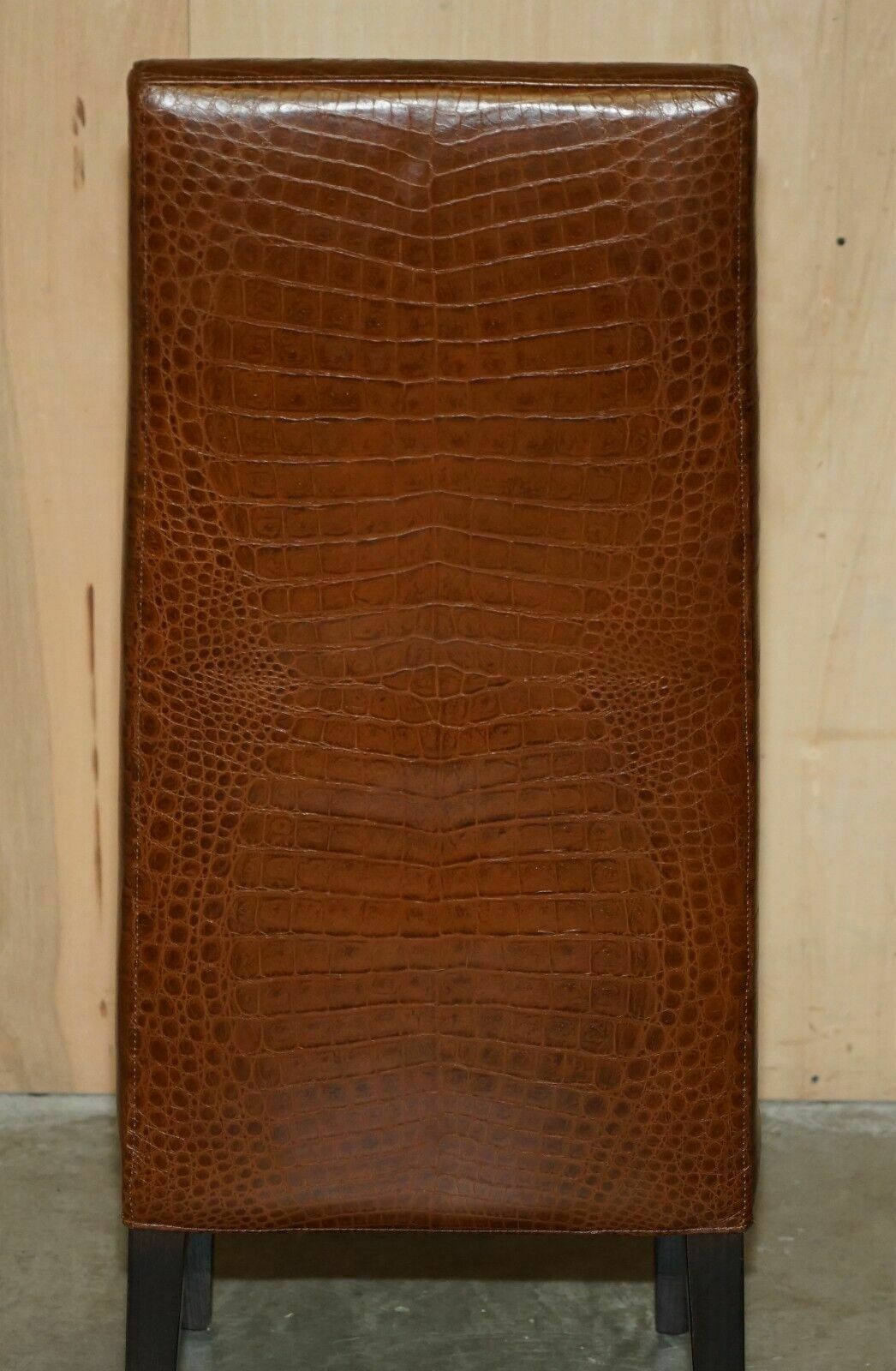 photo buy Pair Of Fendi Alligator Crocodile Patina Brown Leather Occasional Chairs