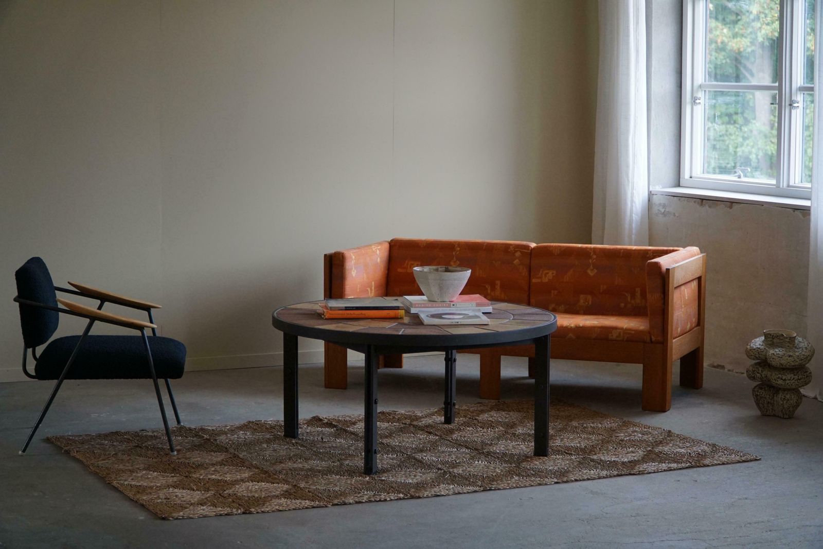 Danish Modern, Sofa Table In Steel & Ceramic Tiles, Made By Sallingbroe, 1970s photo furniture
